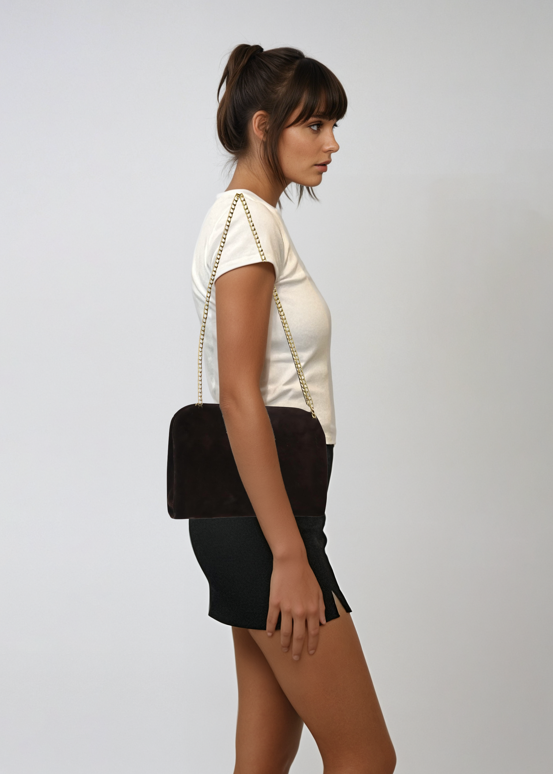 Ferragamo Brown Suede Shoulder Bag