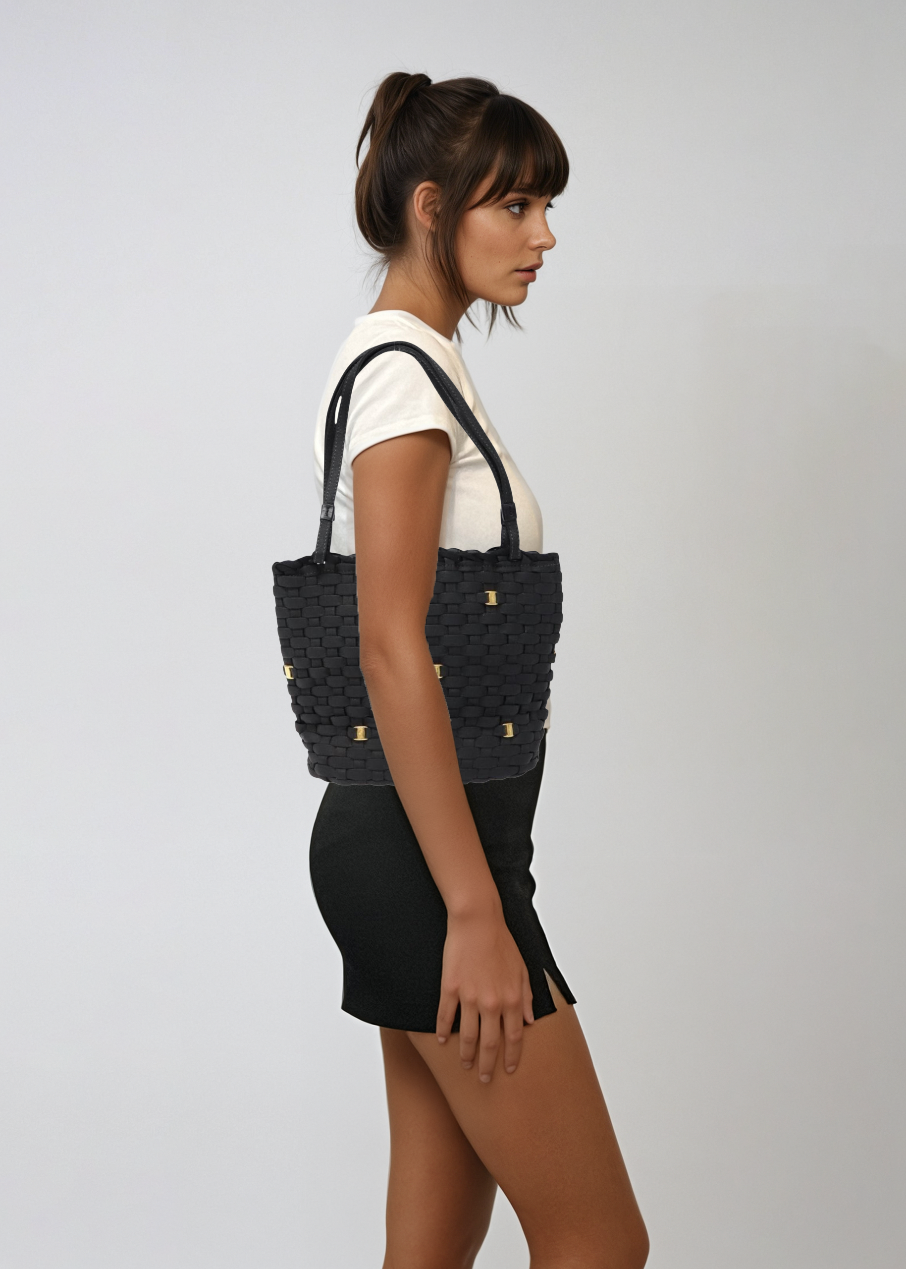 Ferragamo Black Woven Tote