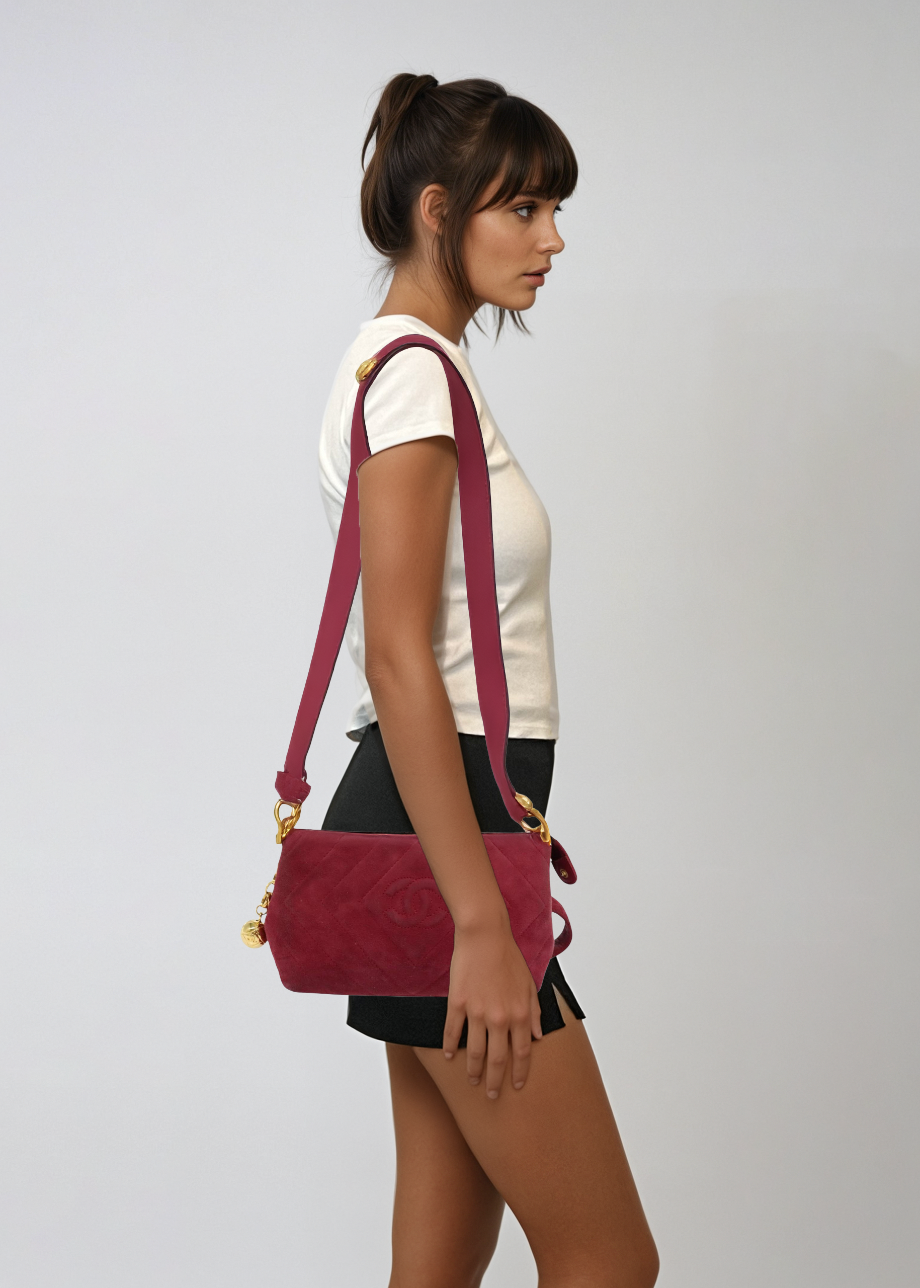 Chanel Red Suede Crossbody