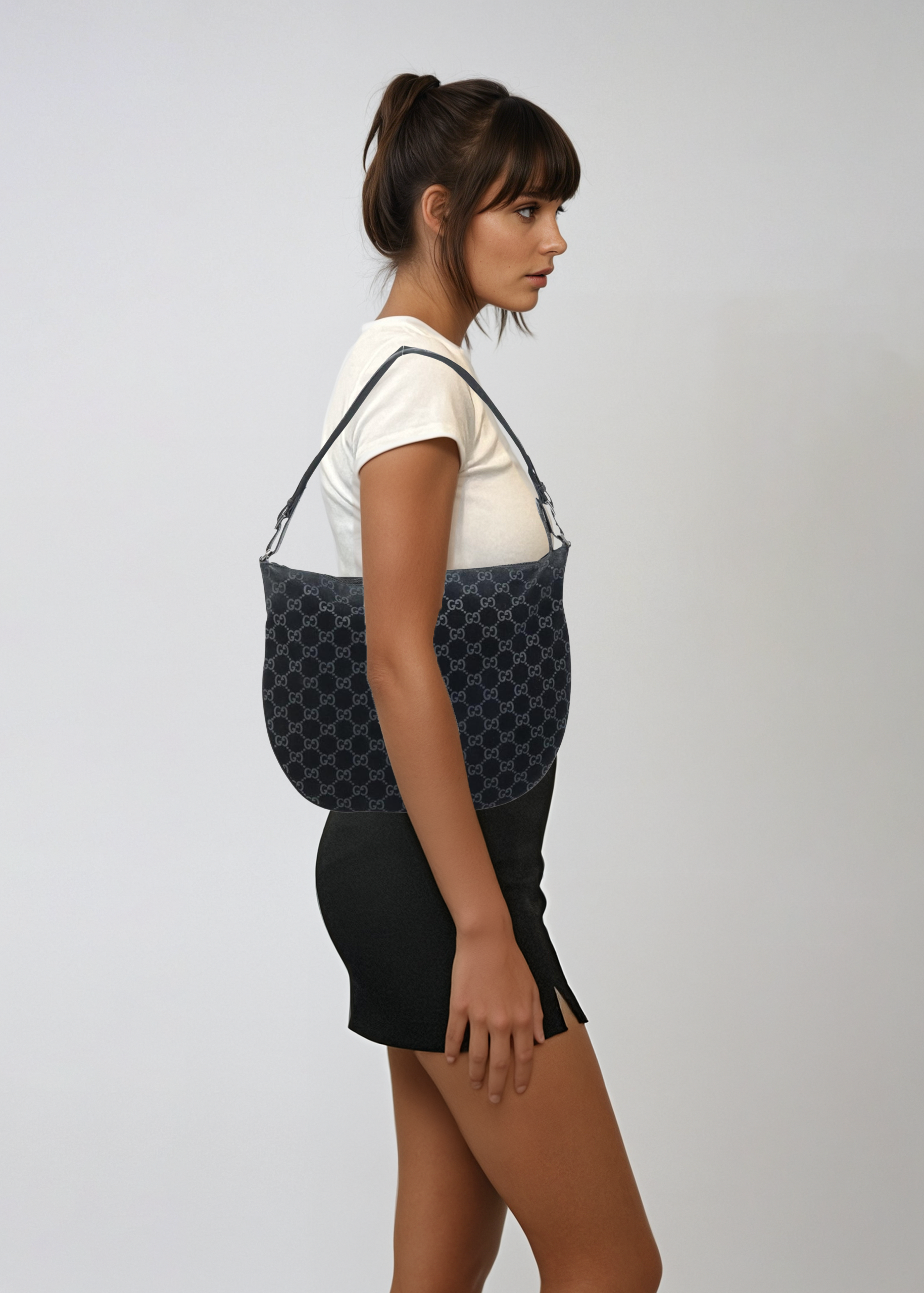 Gucci Tom Ford Black Monogram Shoulder Bag