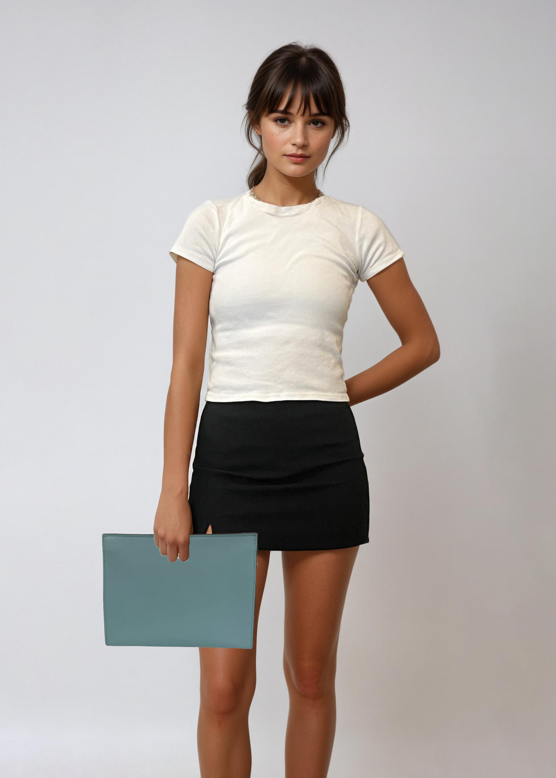 Henri Bendel Light Blue Leather Clutch