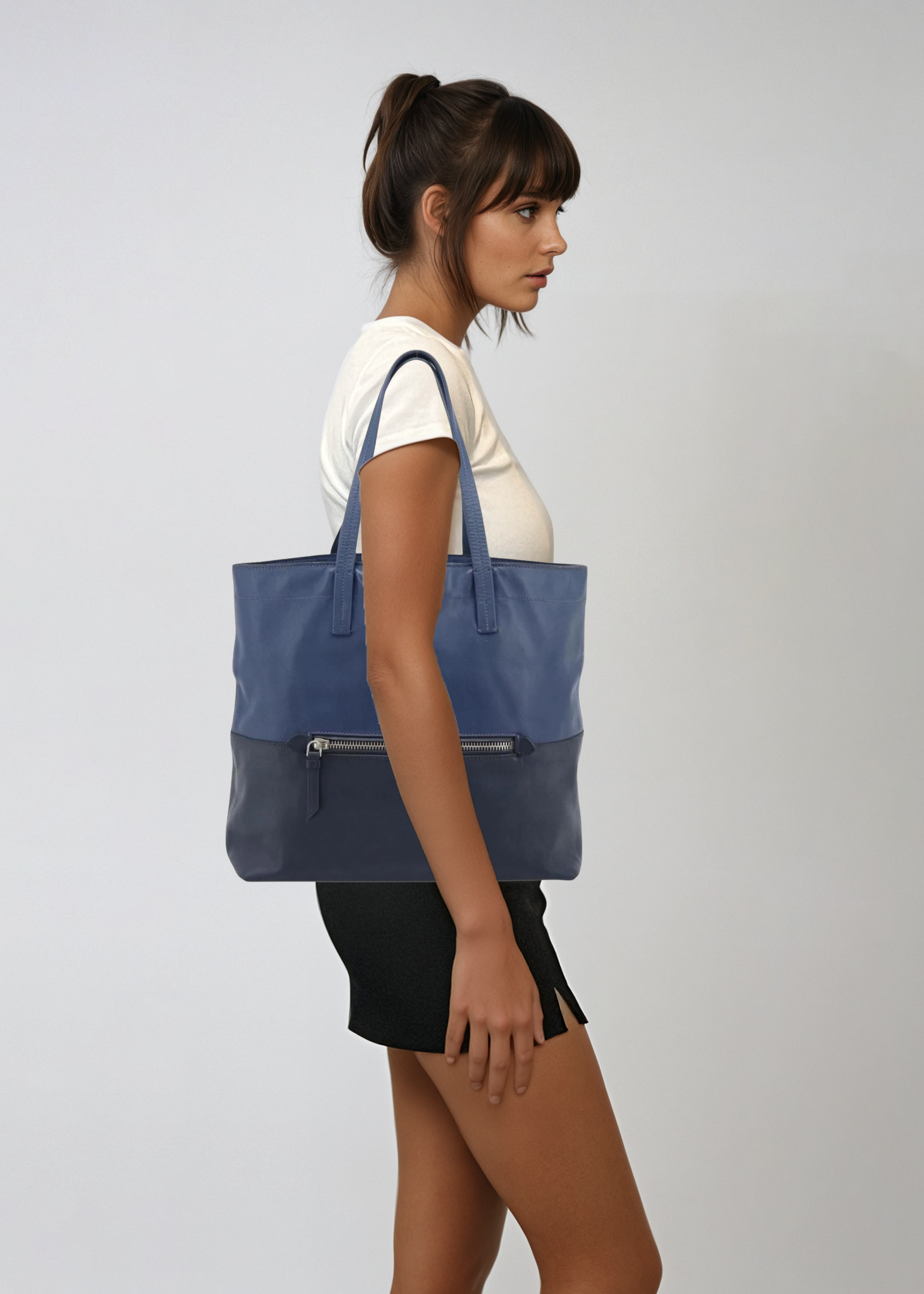 Miu Miu Blue Leather Tote