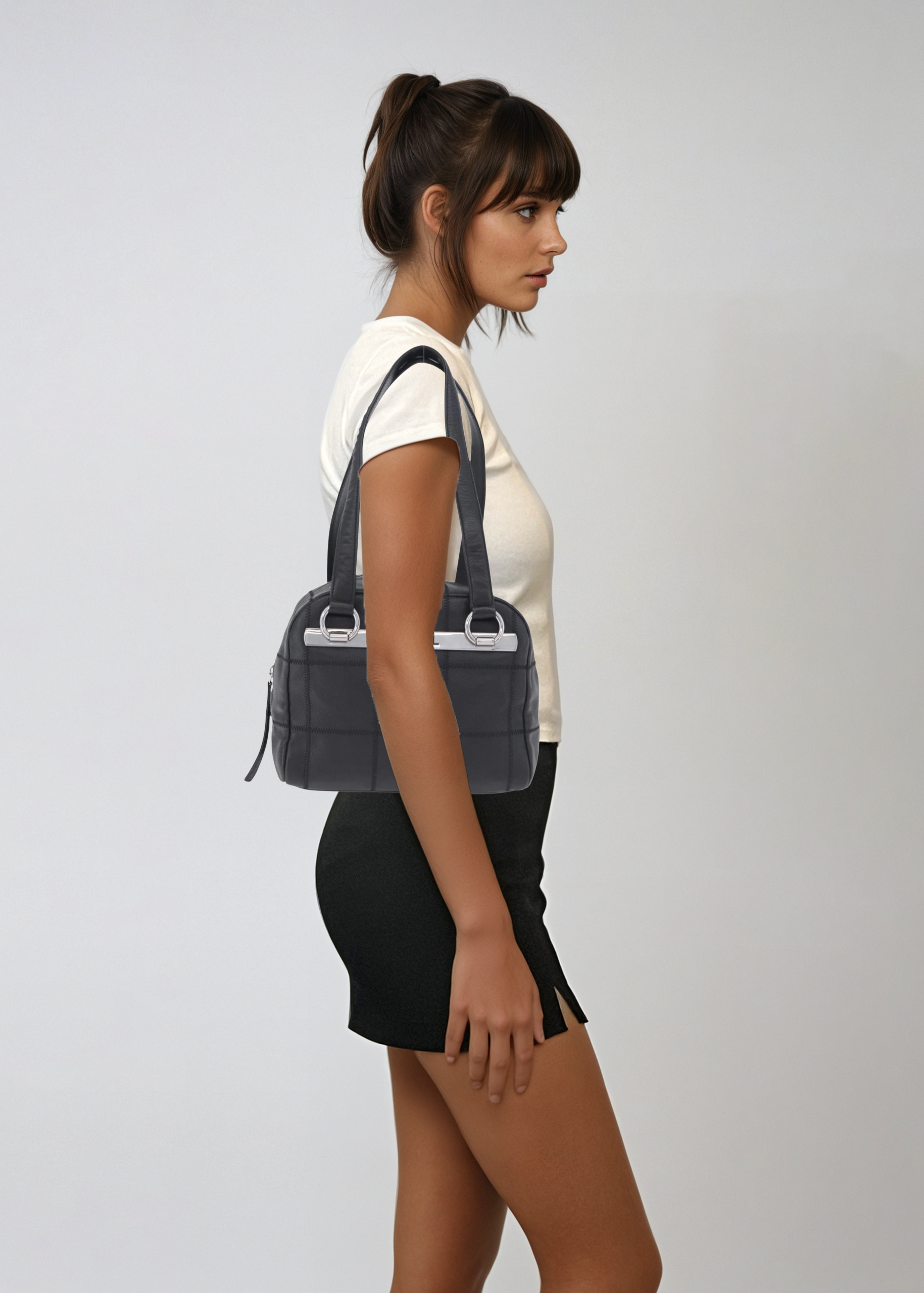 Chanel Black and Silver Shoulder Bag