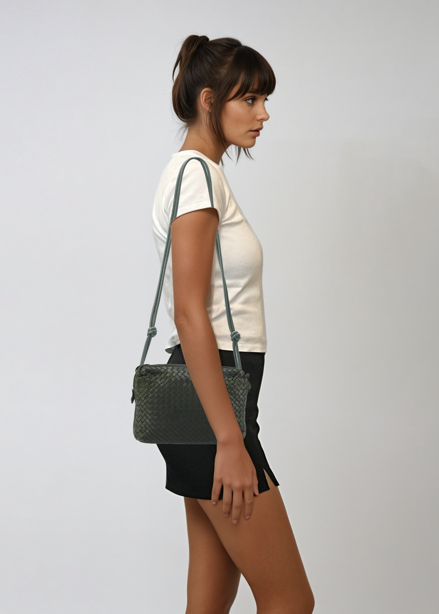 Bottega Veneta Intrecciato Dark Green Shoulder Bag