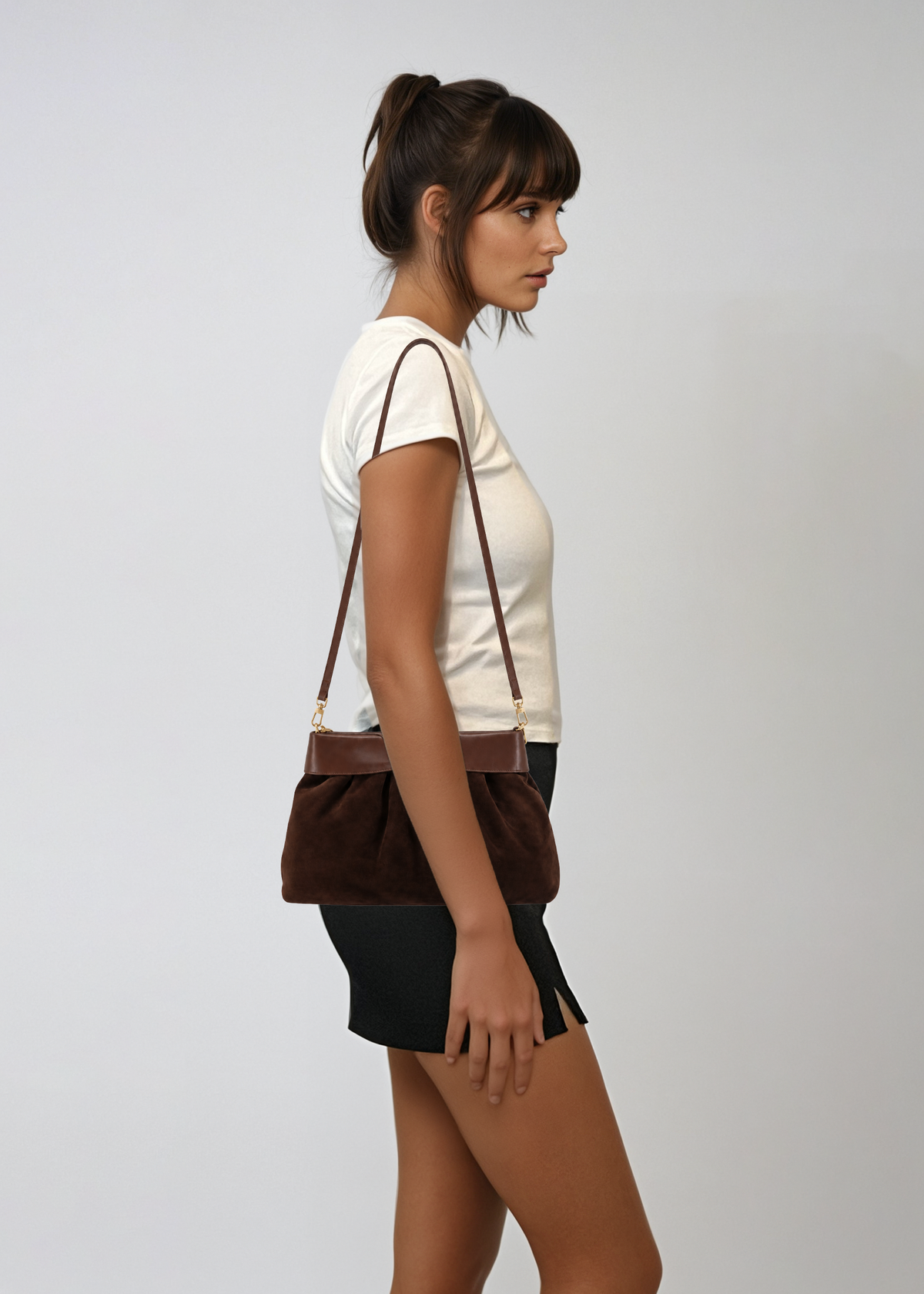 Ferragamo Brown Suede Shoulder Bag