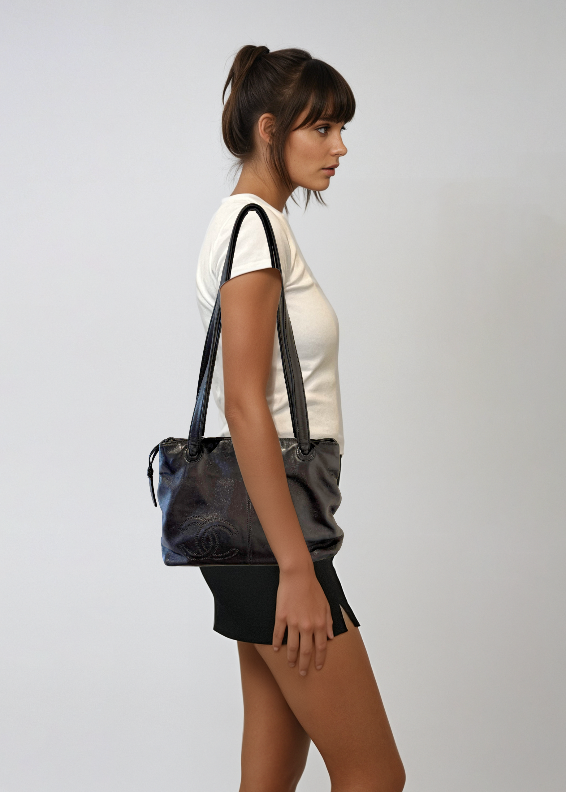 Chanel Black Leather Shoulder Bag