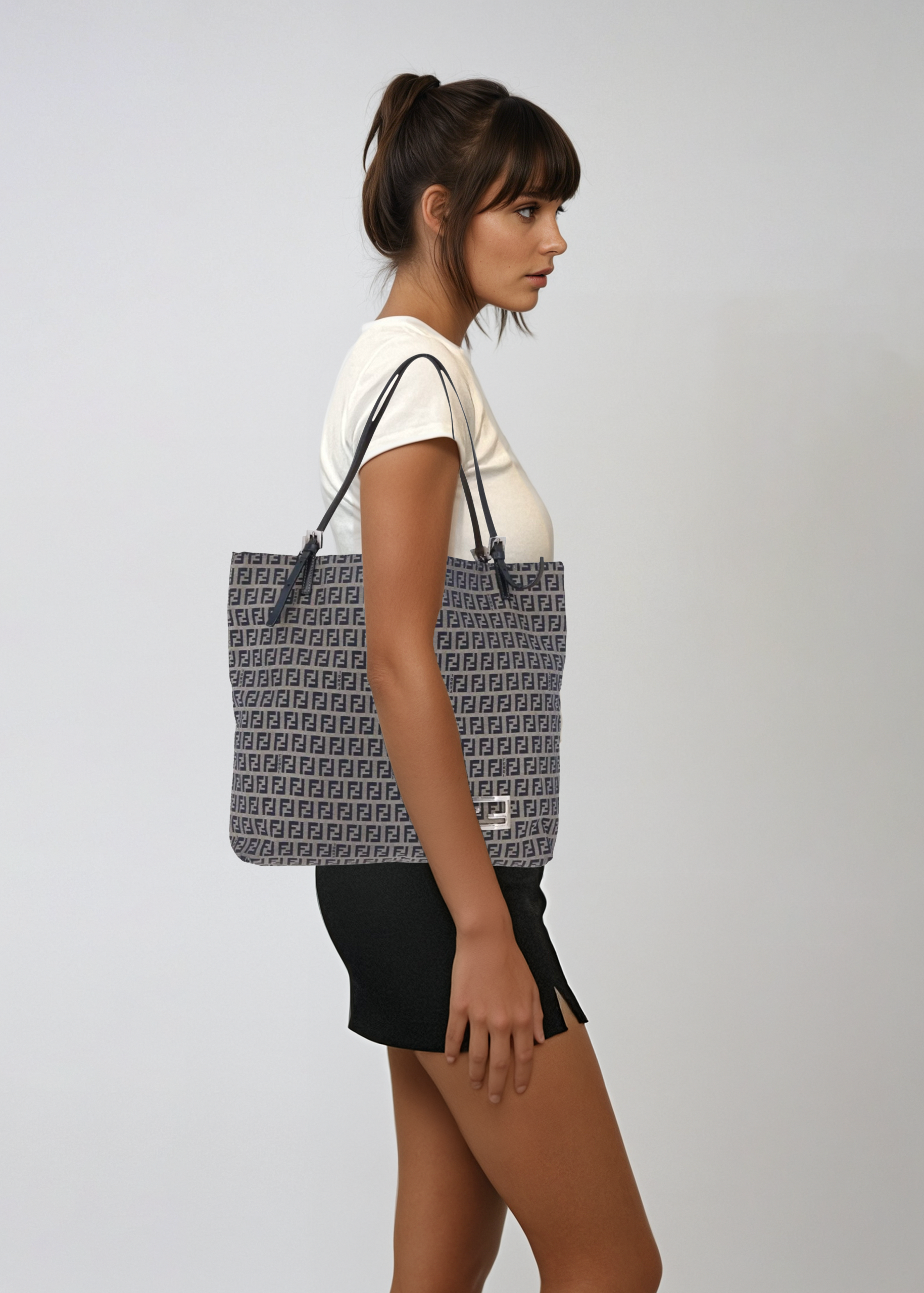 Fendi Navy Zucchino Tote