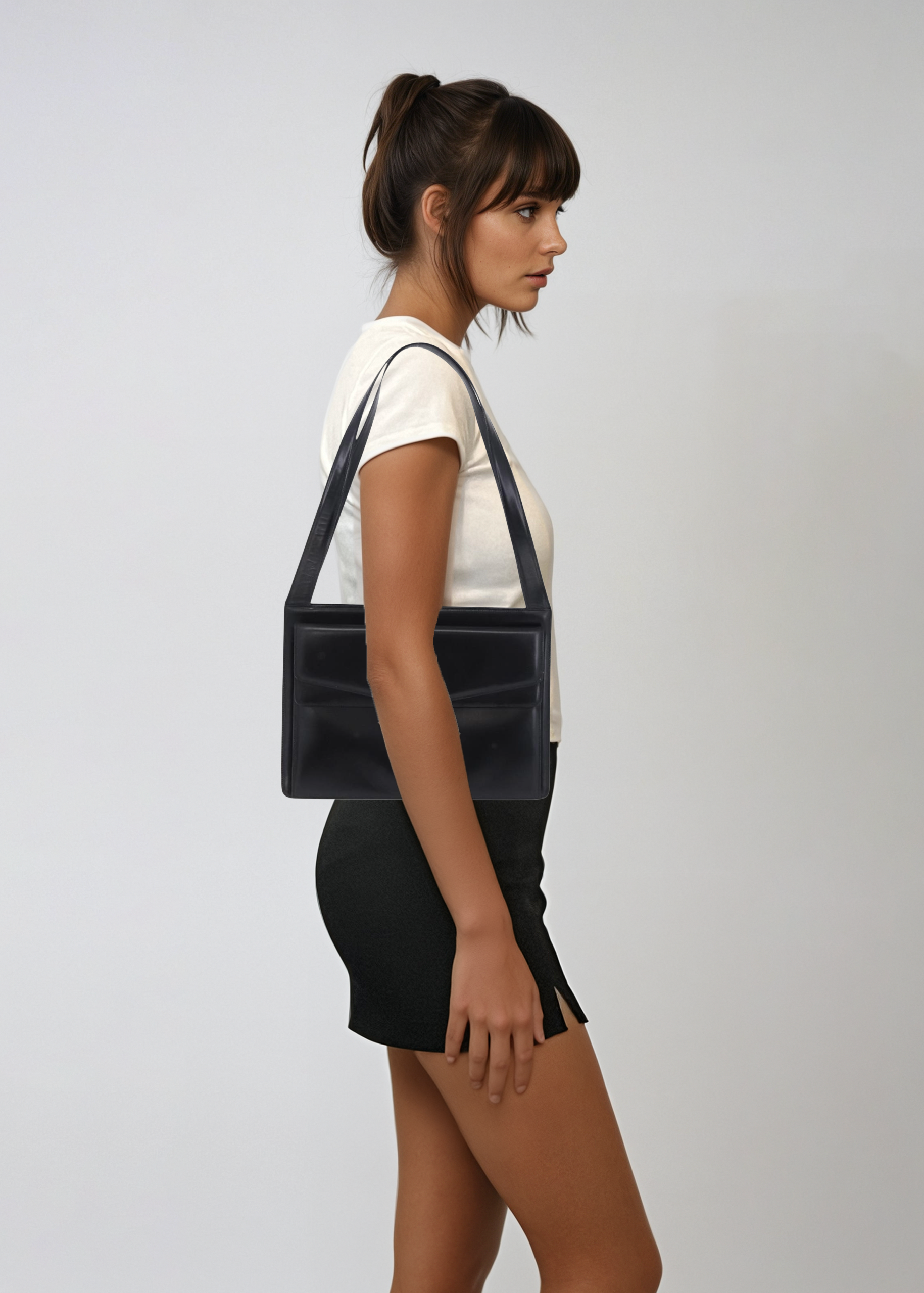 Celine Black Leather Shoulder Bag