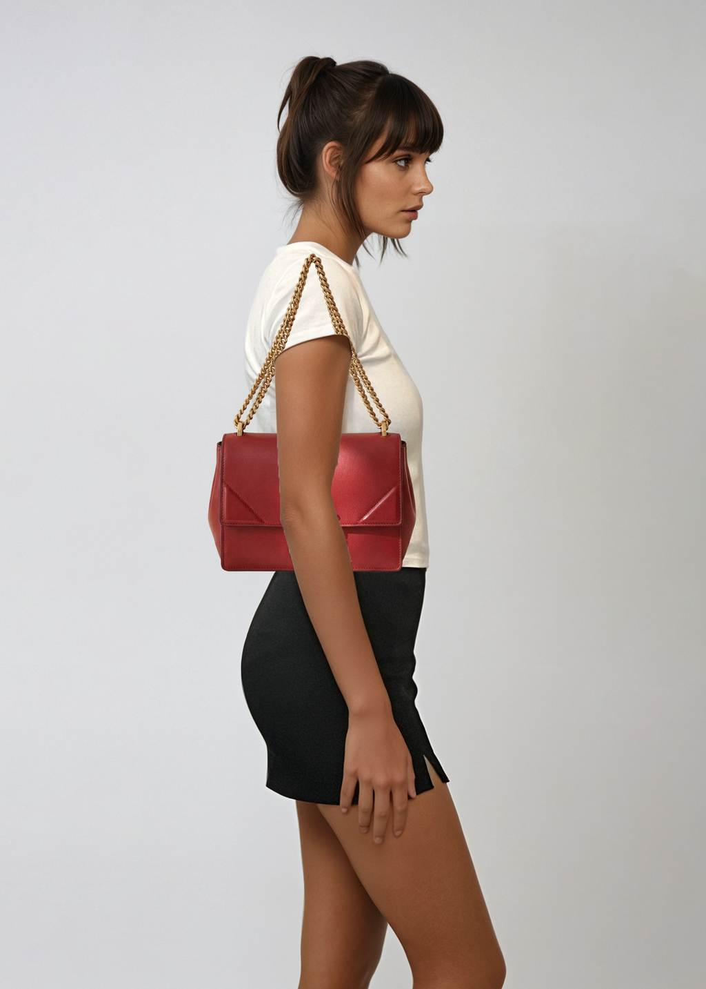 Fendi Red Leather Shoulder Bag
