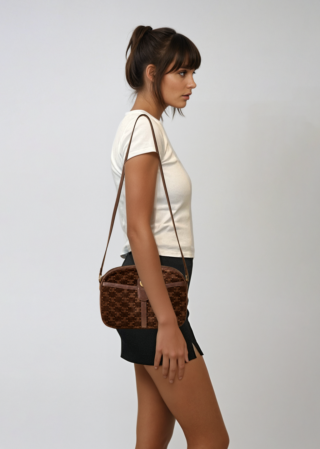 Celine Brown Suede Shoulder Bag