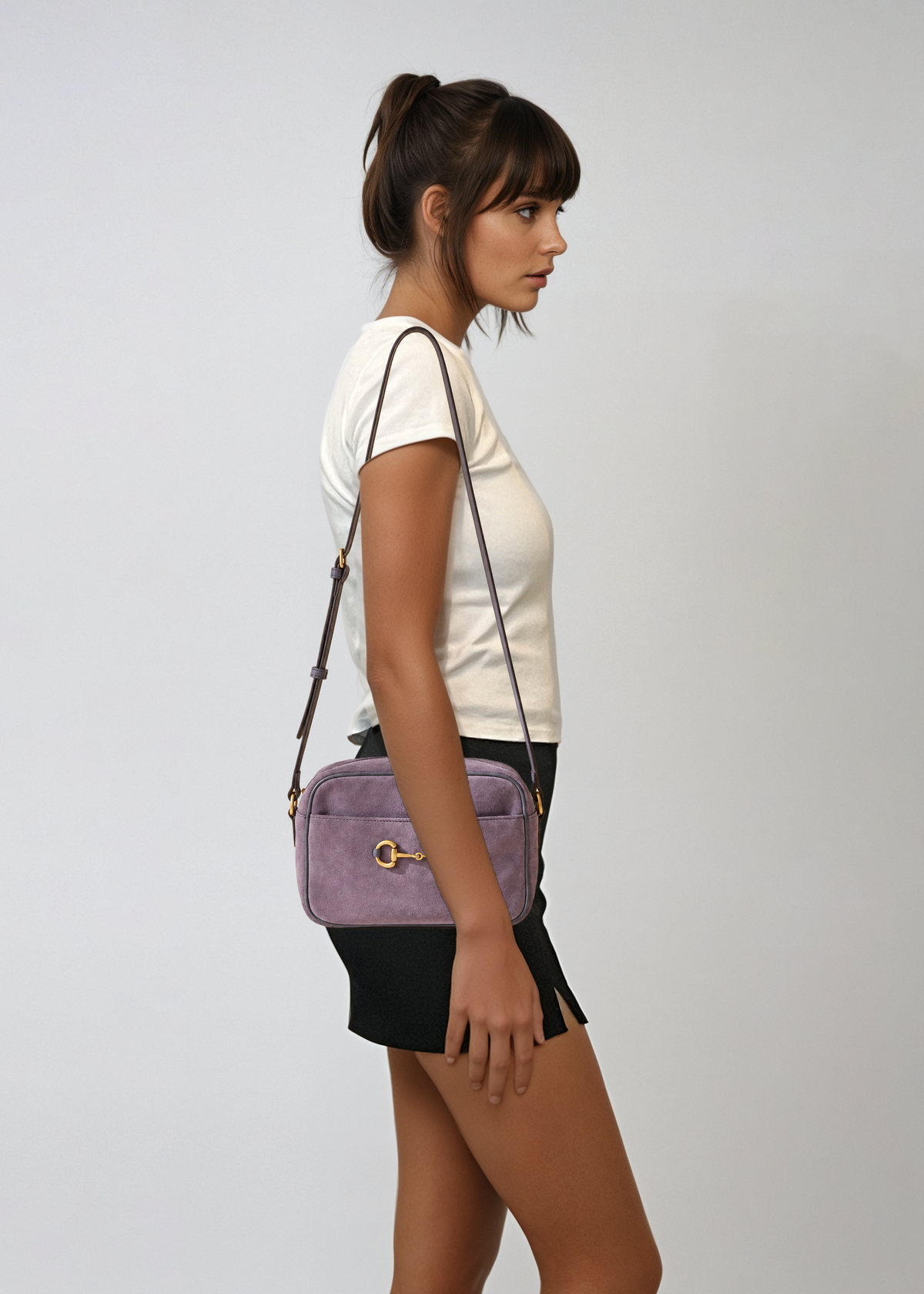 Gucci Purple Suede Horsebit Crossbody