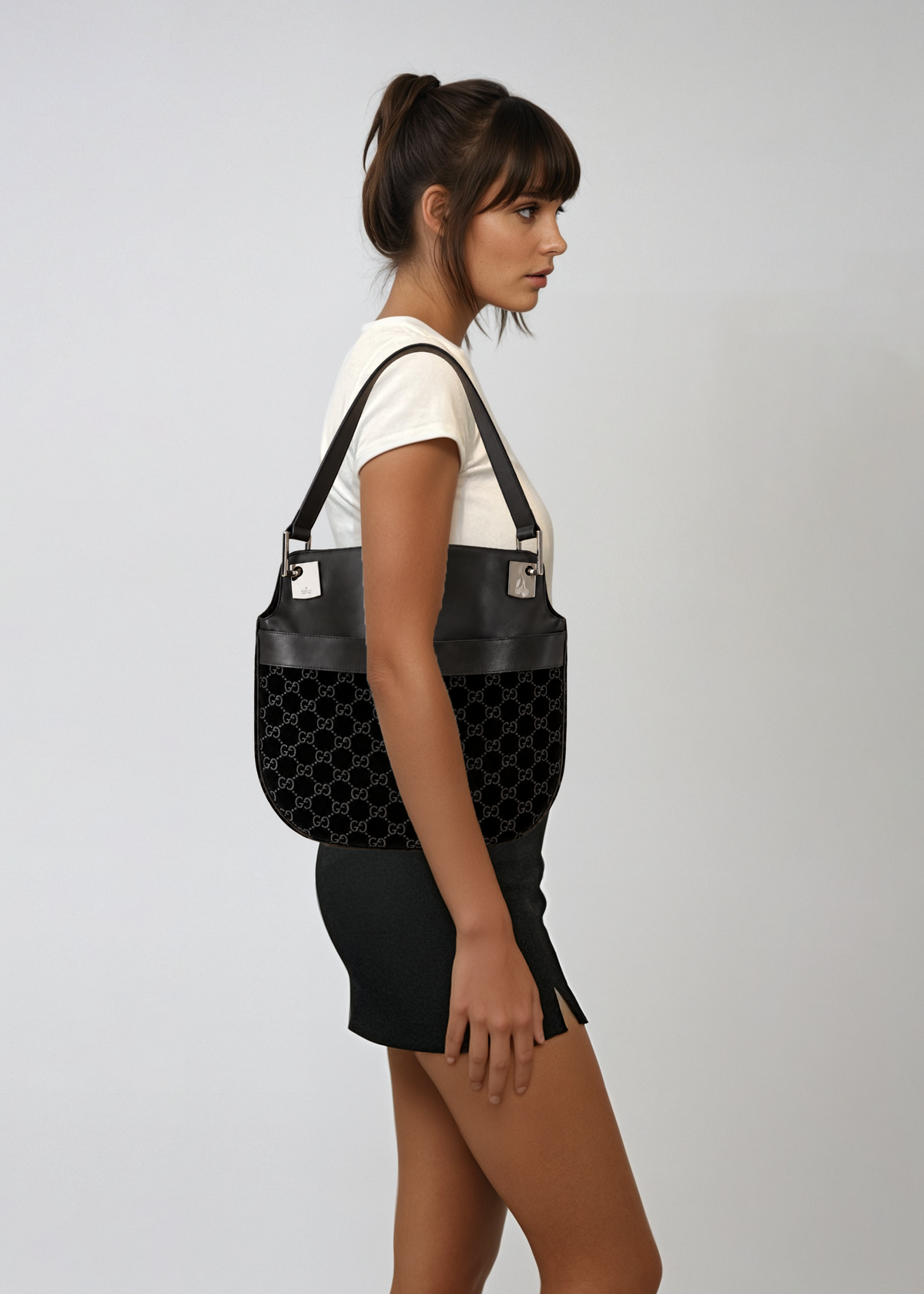 Gucci Tom Ford Black Monogram Shoulder Bag