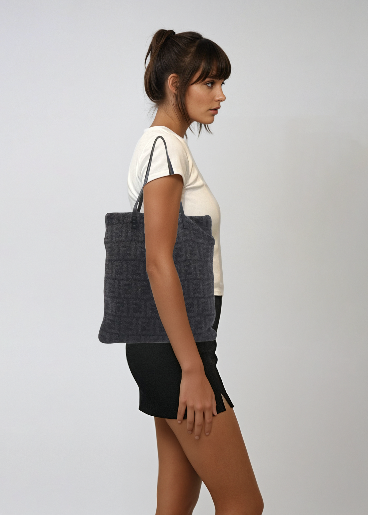 Fendi Grey Zucca Cashmere Tote