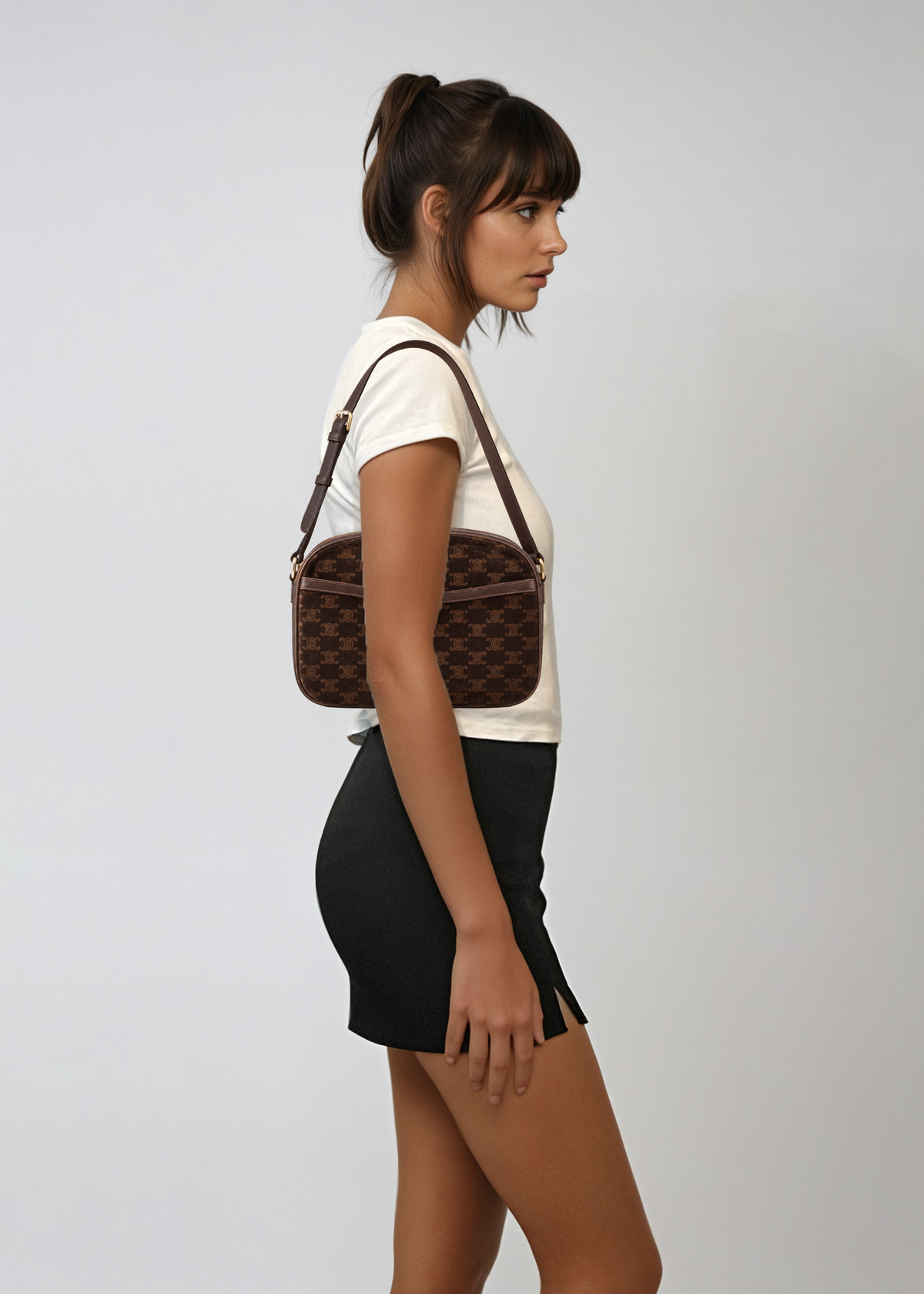 Celine Brown Suede Shoulder Bag