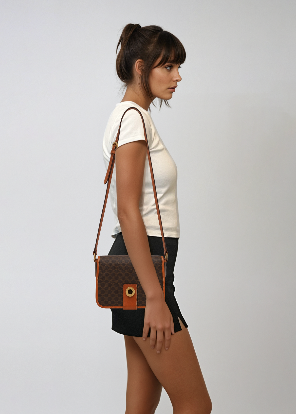 Celine Brown Macadam Shoulder Bag
