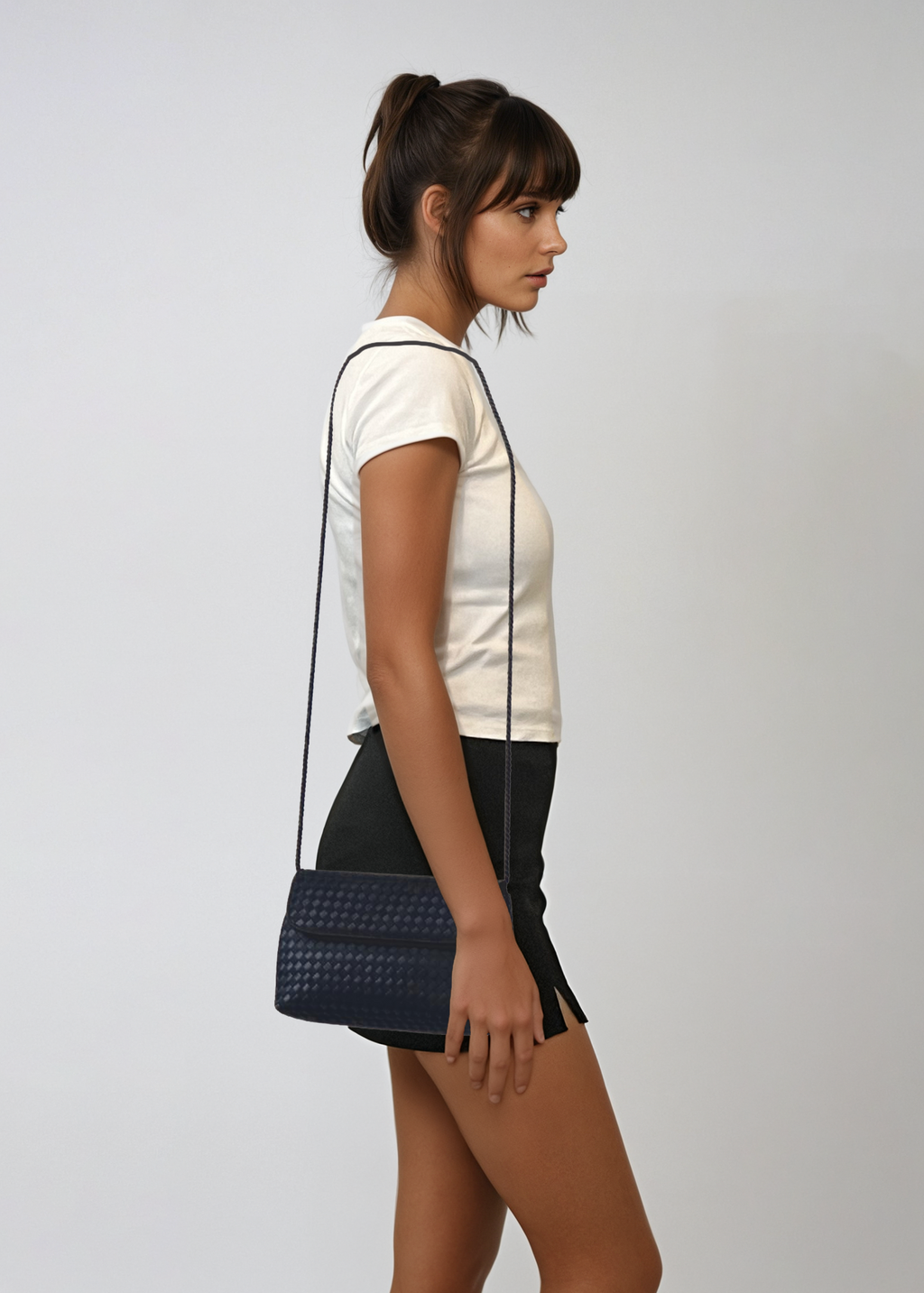 Bottega Veneta Intrecciato Navy Crossbody