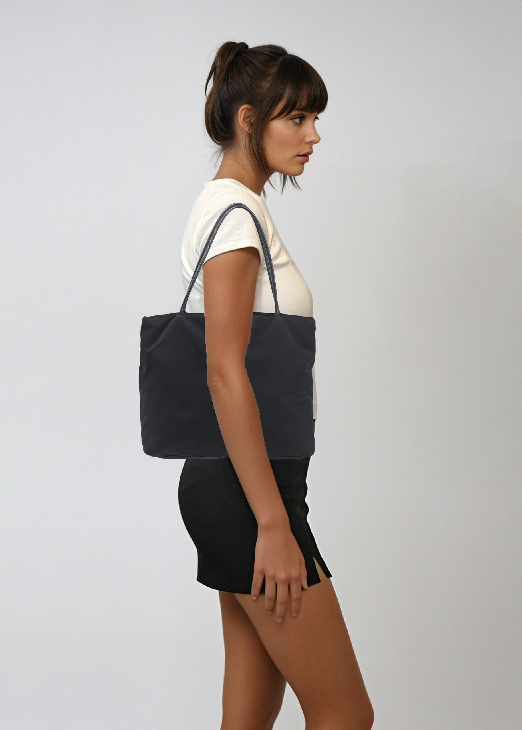 Prada Black Nylon Shoulder Tote