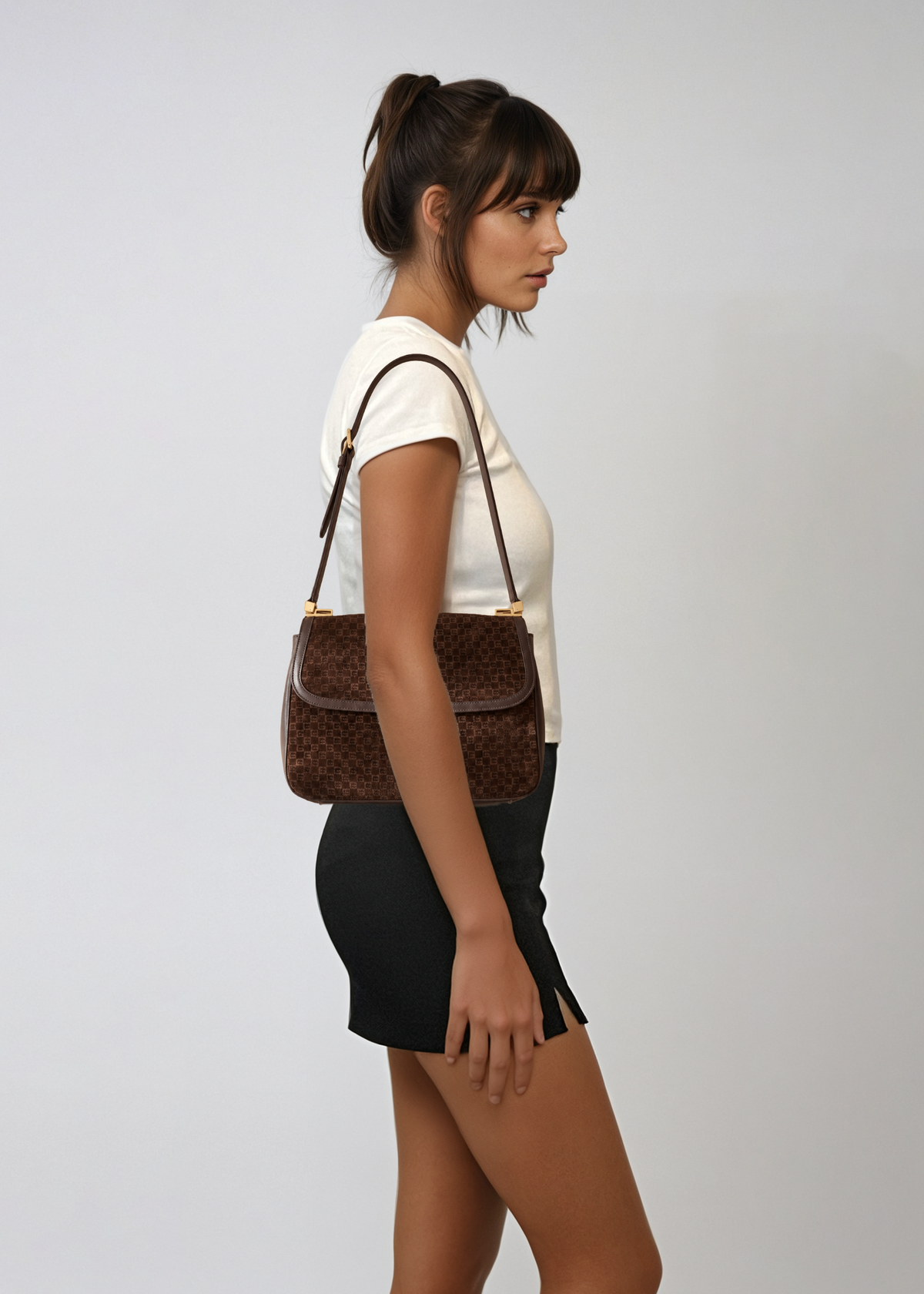Gucci Dark Brown Suede Shoulder Bag