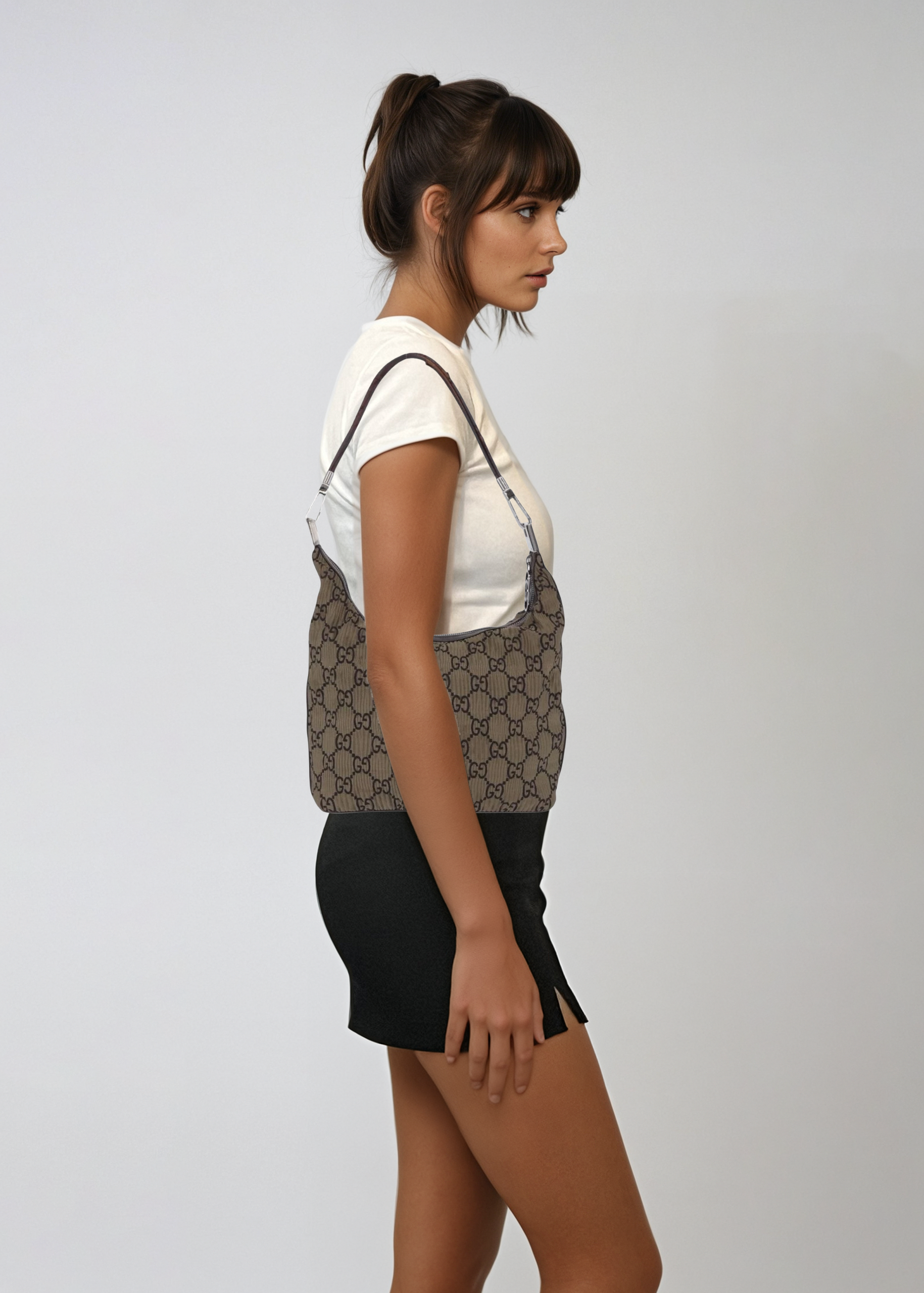 Gucci Monogram Pleated Shoulder Bag
