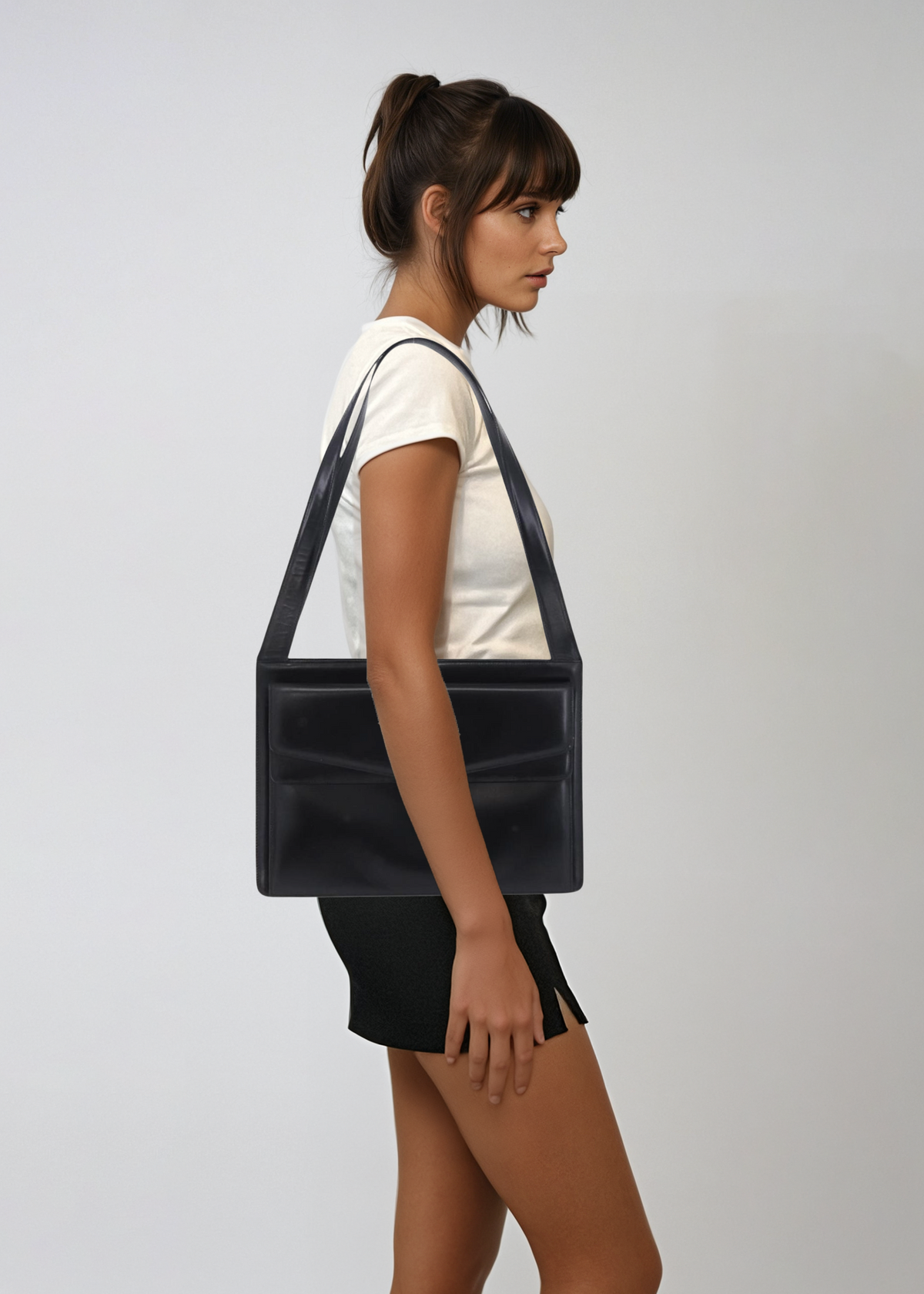 Celine Black Leather Shoulder Bag