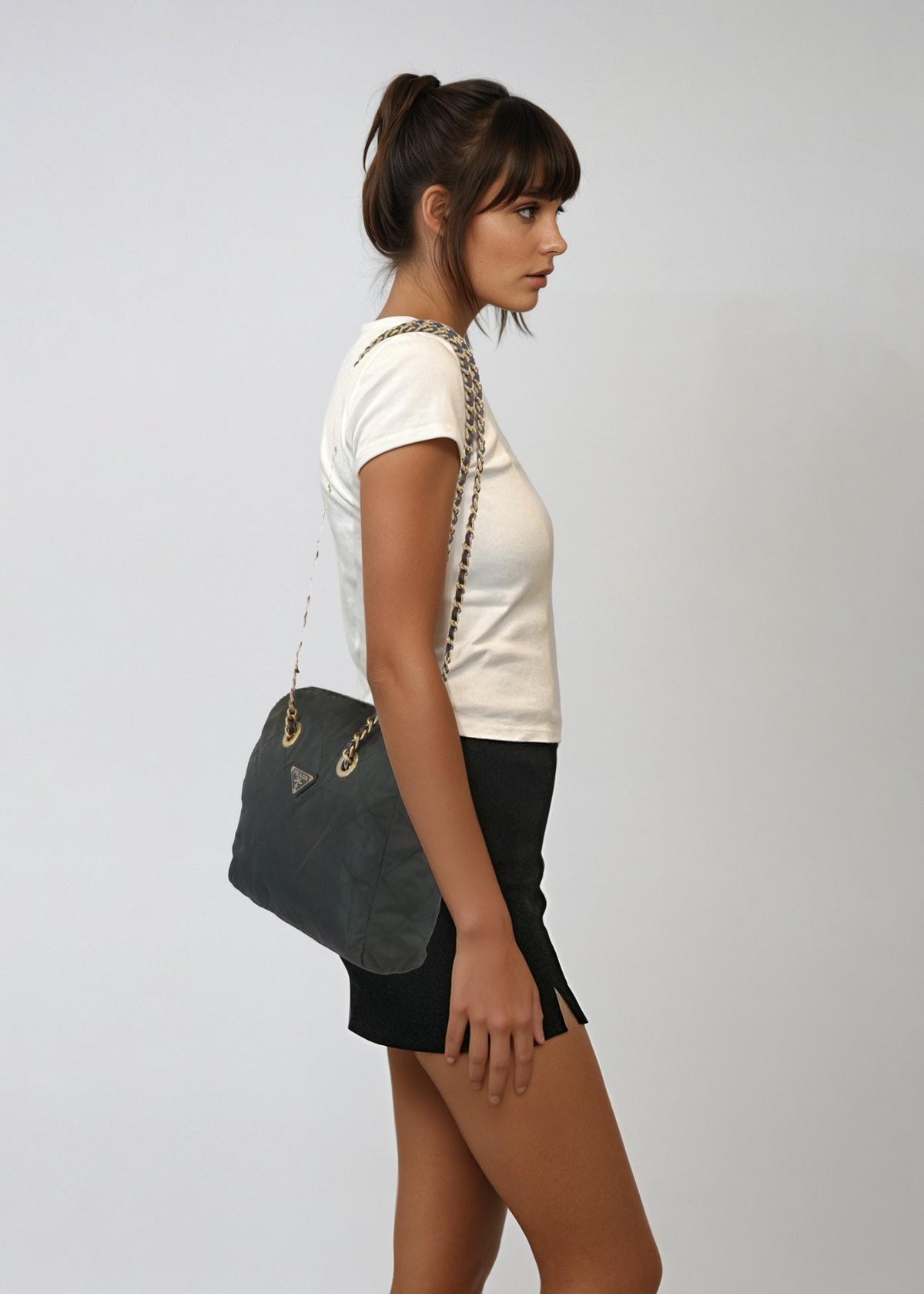 Prada Green Quilted Shoulder Bag