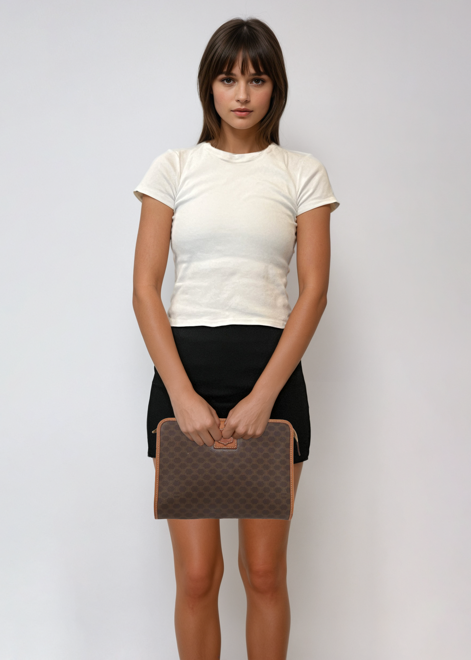 Celine Monogram Tan & Brown Clutch