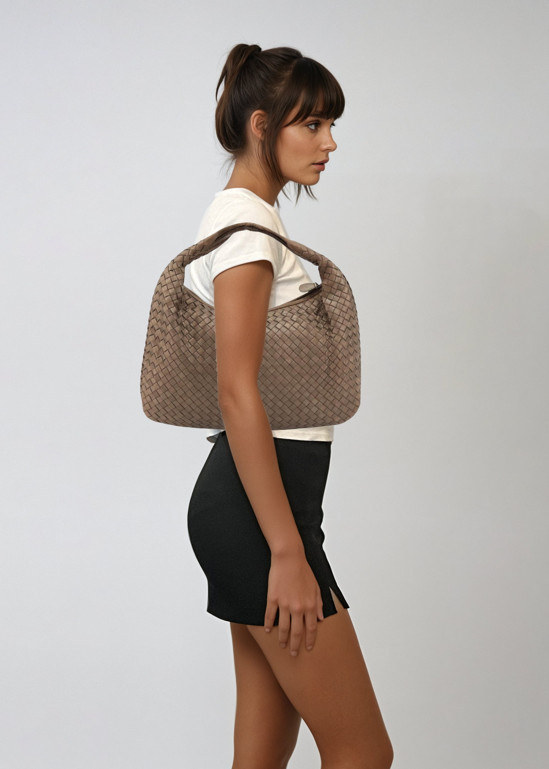 Bottega Veneta Intrecciato Bronze Shoulder Bag