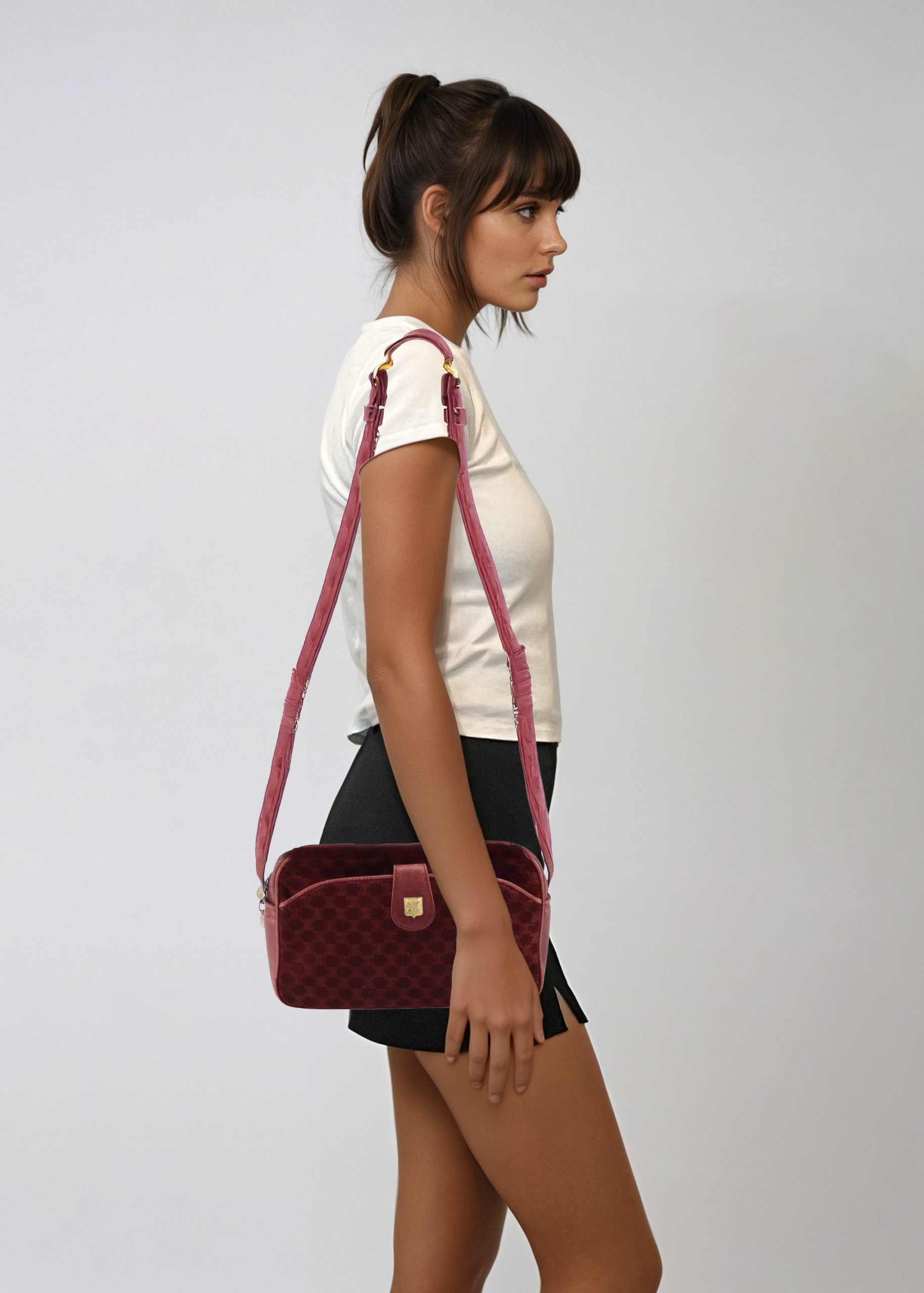 Celine Red Suede Crossbody