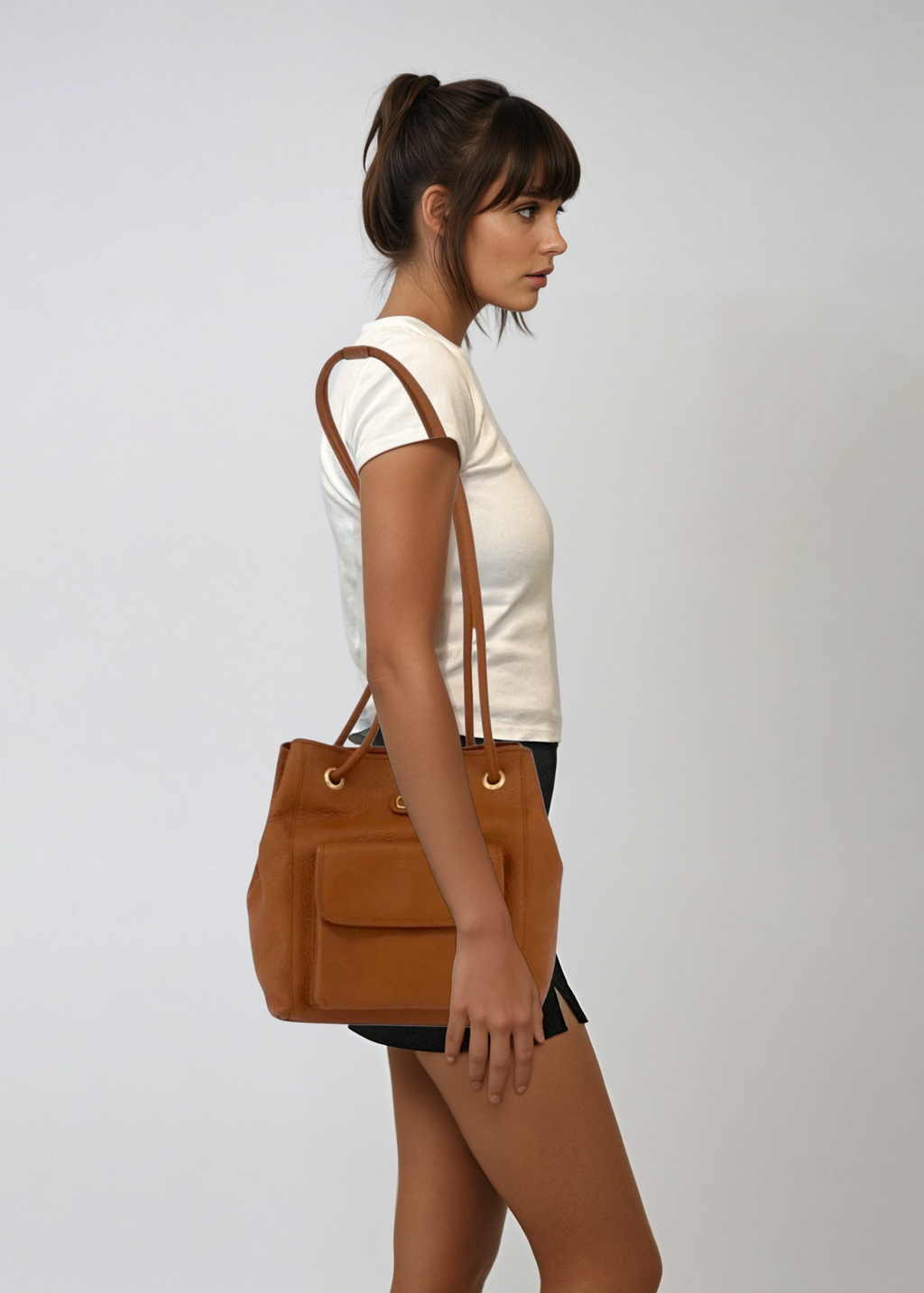 Valentino Tan Leather Shoulder Bag