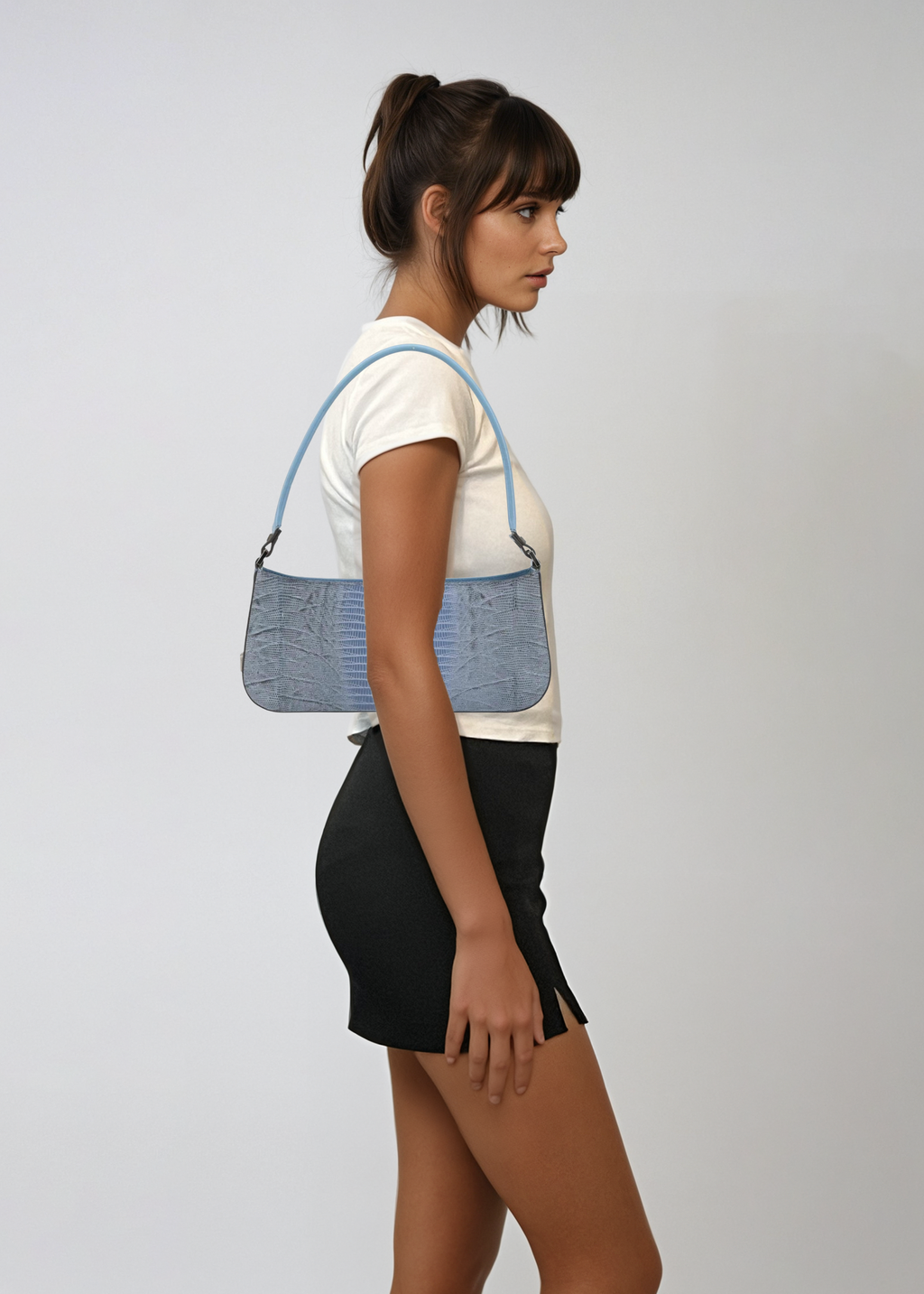 Ferragamo Blue Lizard Shoulder Bag