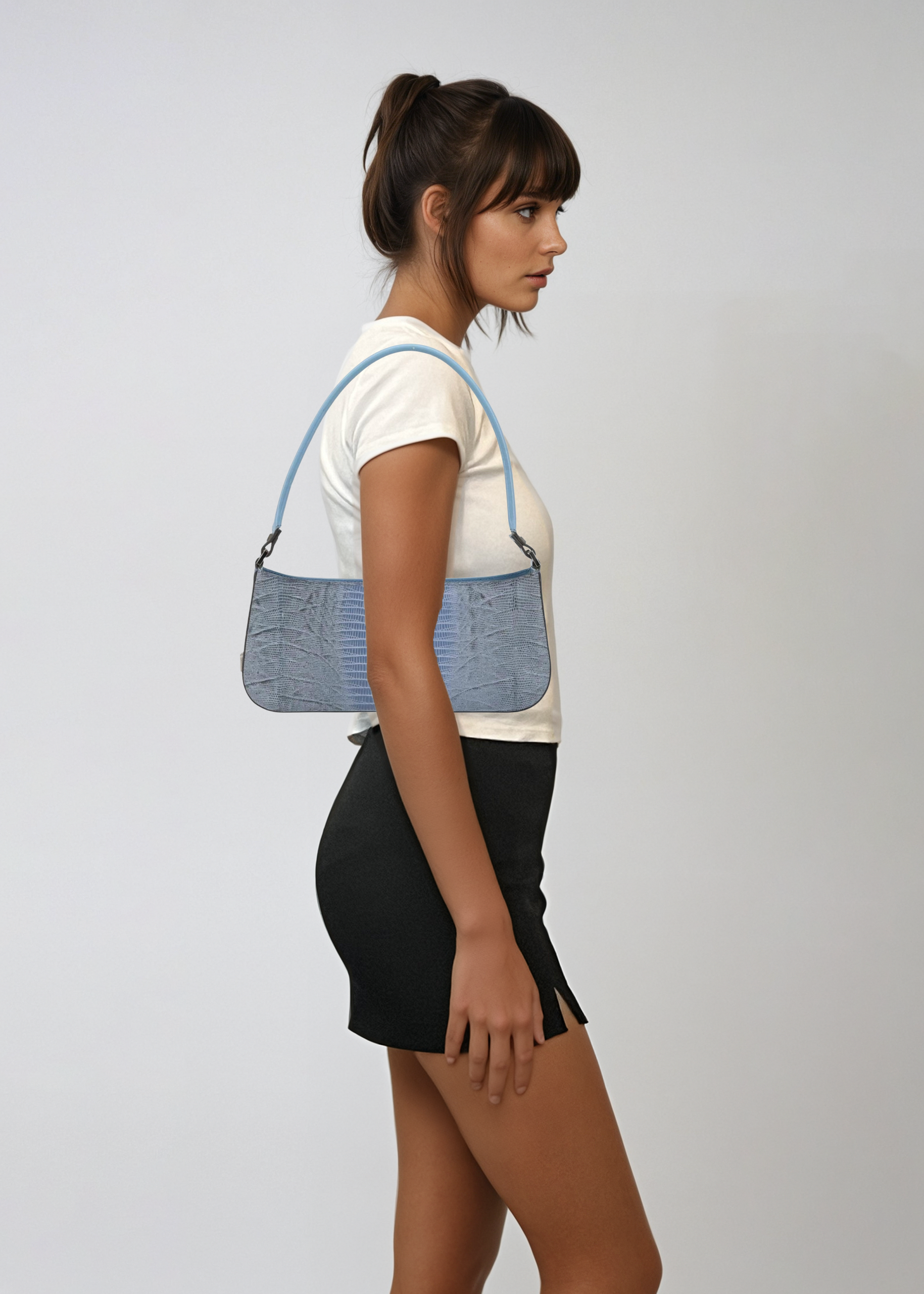 Ferragamo Blue Lizard Shoulder Bag