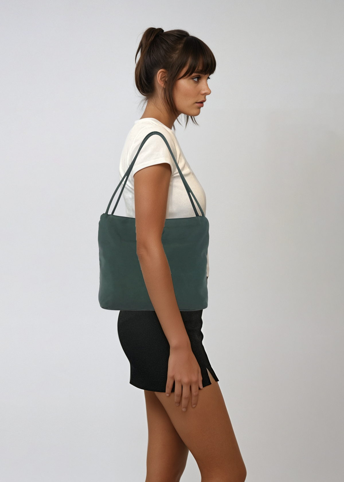 Prada Green Nylon Shoulder Bag