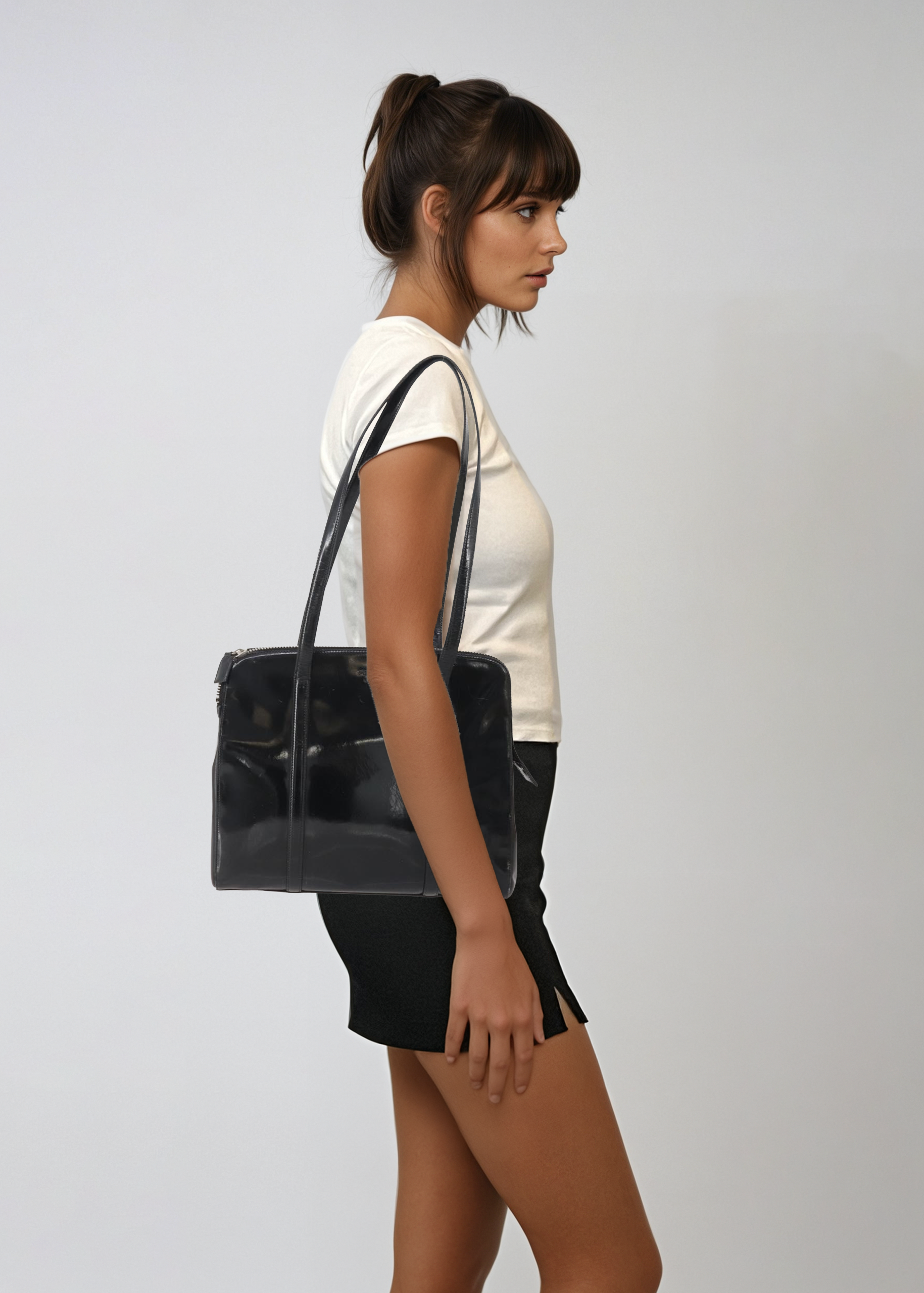 Prada Black Patent Leather Shoulder Bag