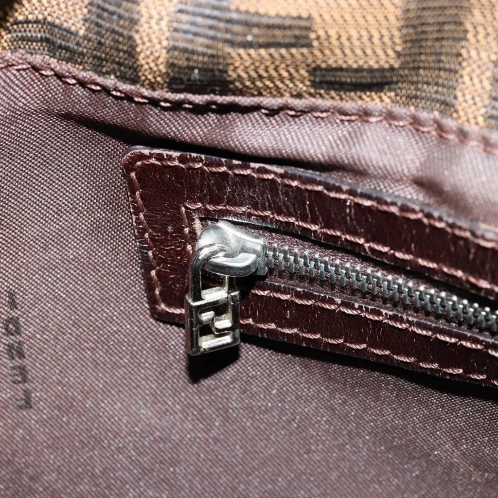 Fendi Brown Zucca Canvas Rounded Baguette