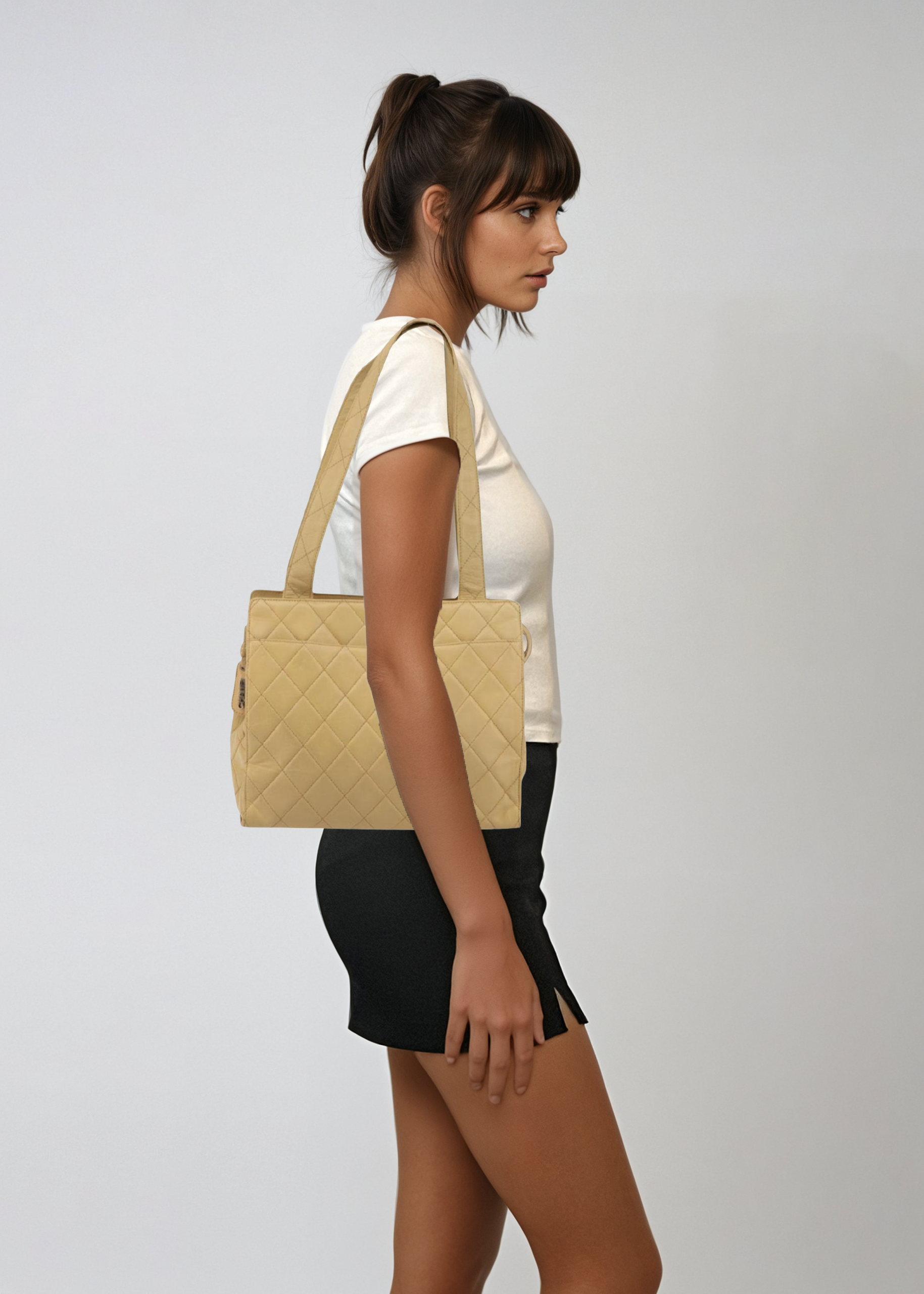 Chanel Tan Leather Quilted Tote