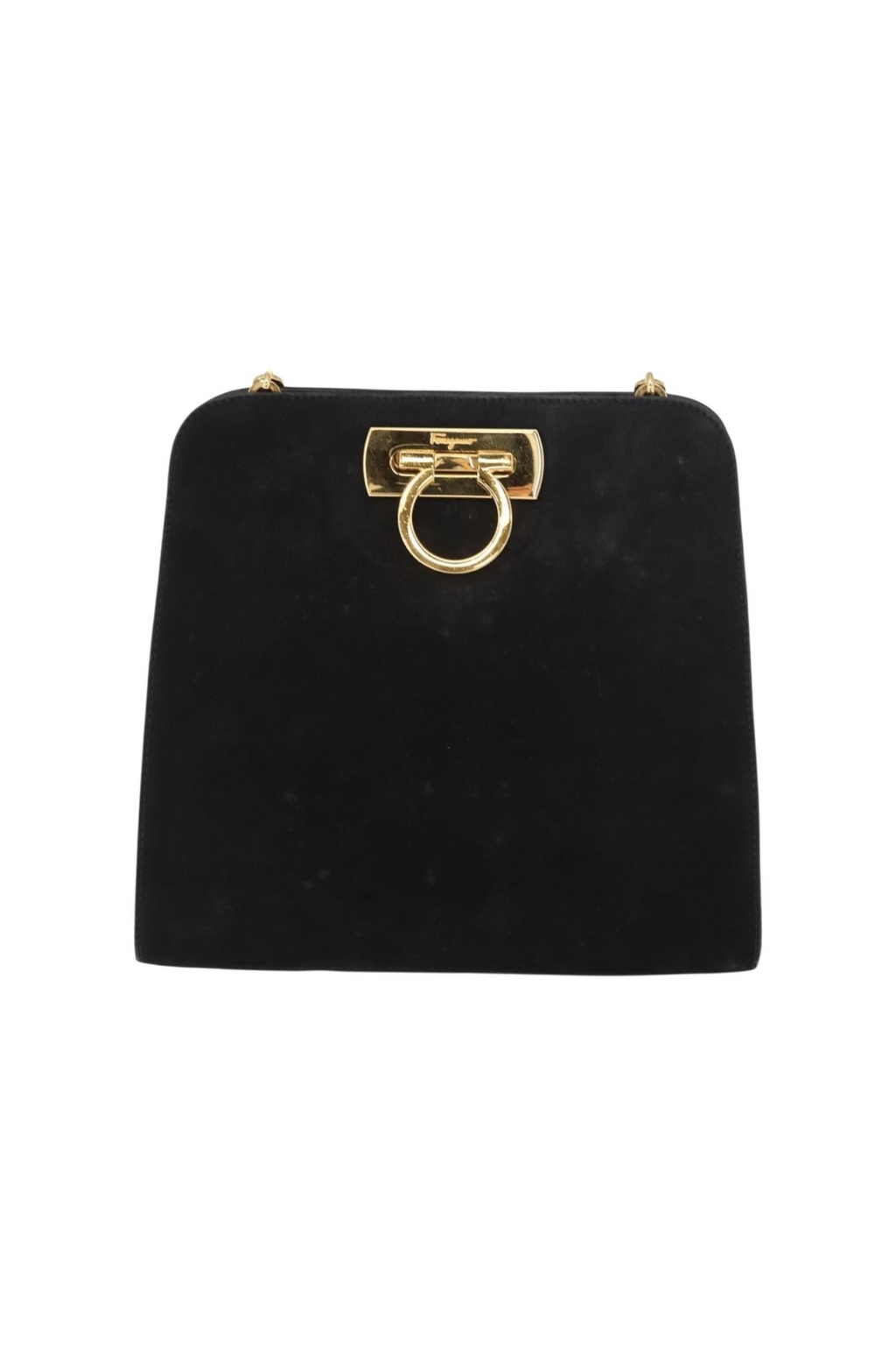 Ferragamo Black Suede Shoulder Bag