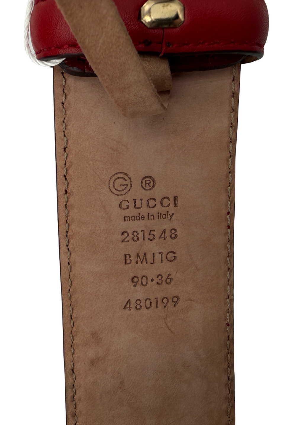 Gucci Red Micro Monogram Leather Belt