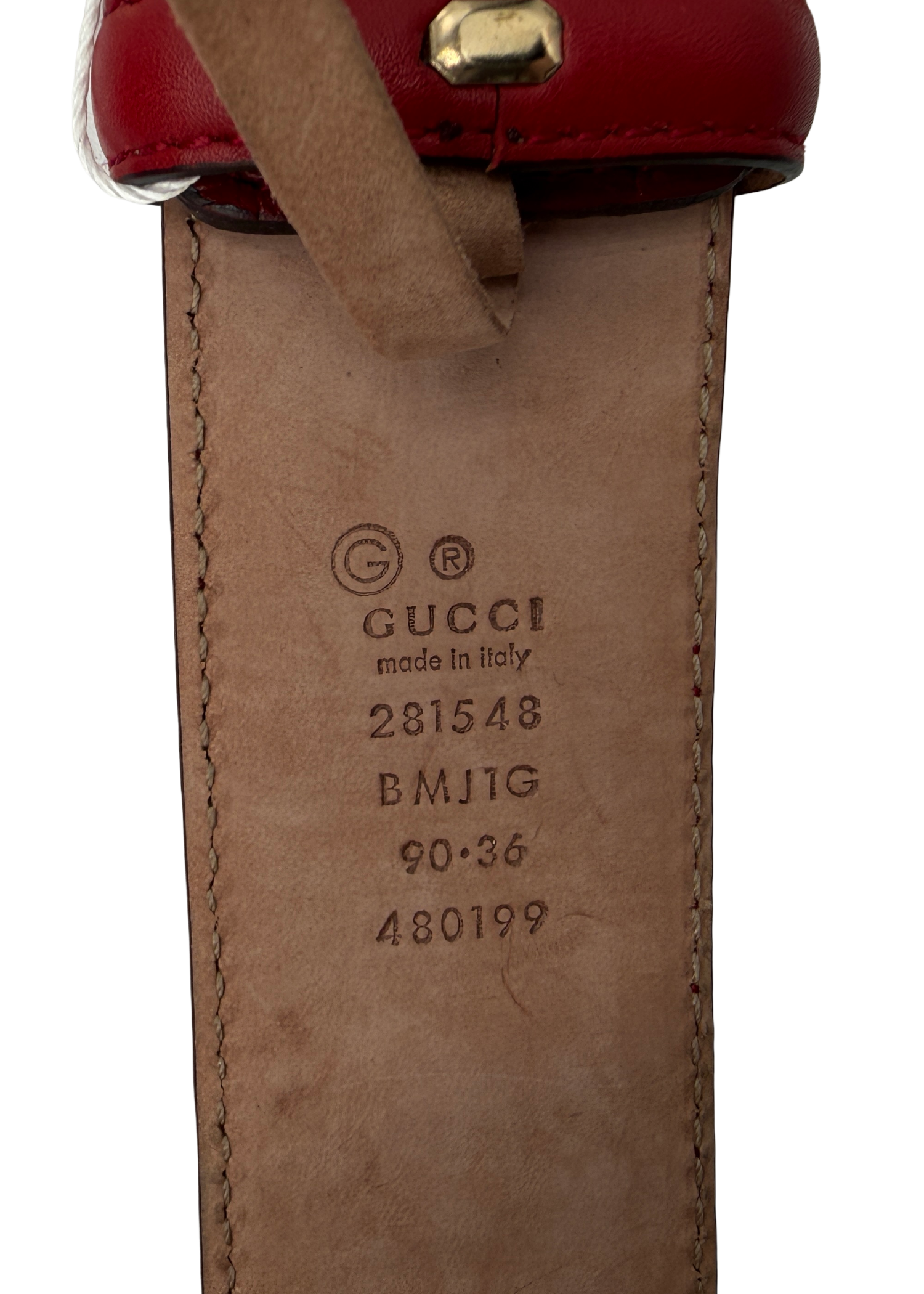 Gucci Red Micro Monogram Leather Belt