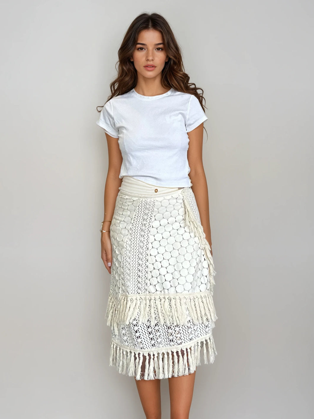 Chloe Crochet Ivory Skirt