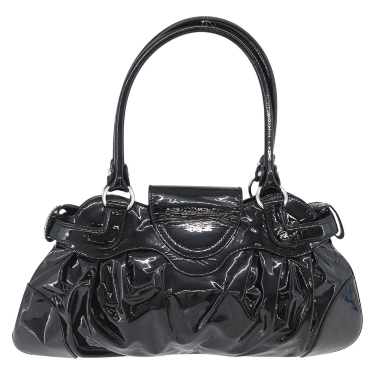 Ferragamo Black Patent Hobo Bag