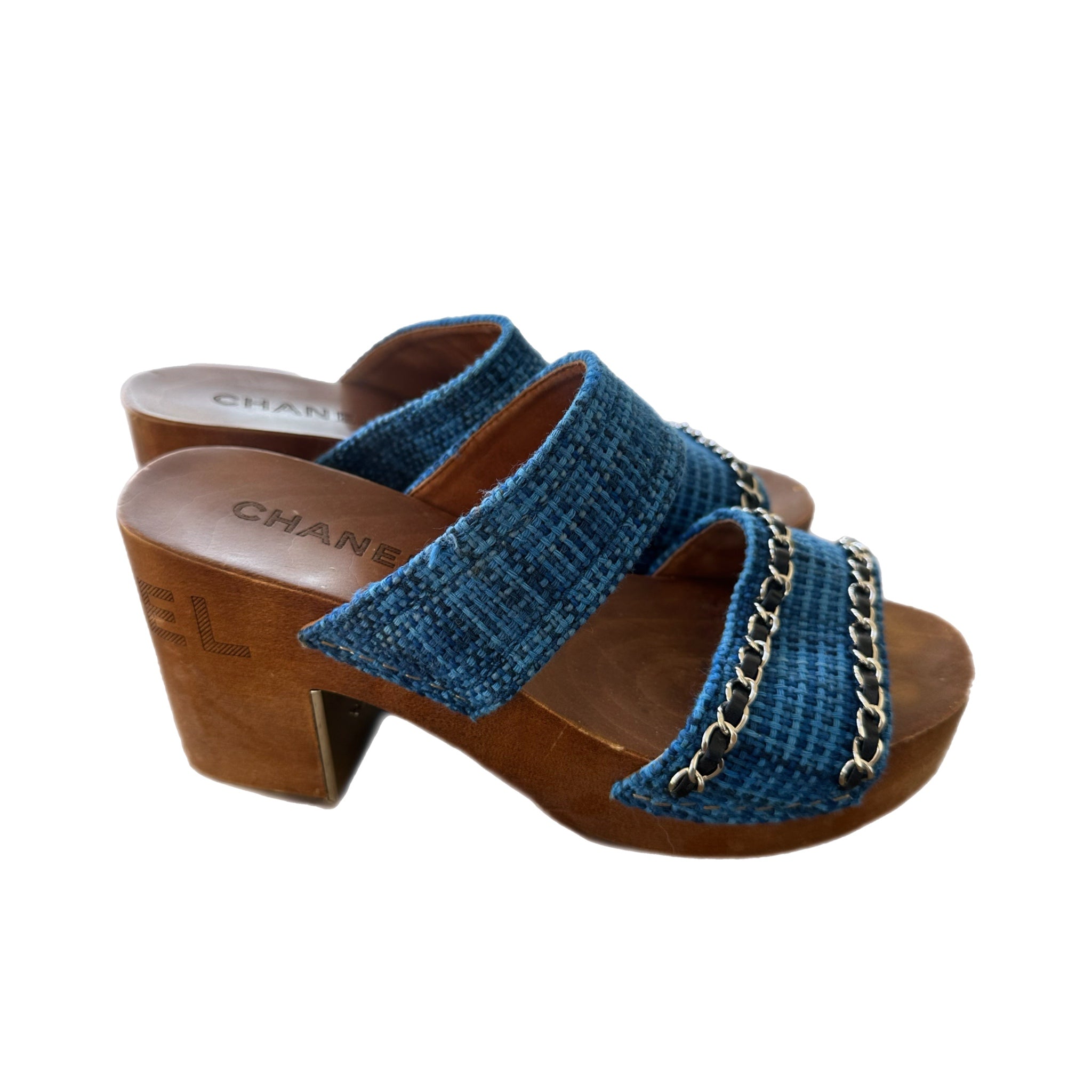 Chanel Tweed Blue Sandals