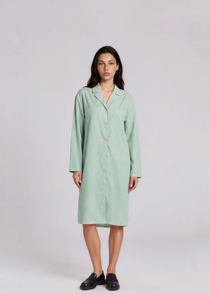 Armani Green Striped Long Sleeve Midi Dress