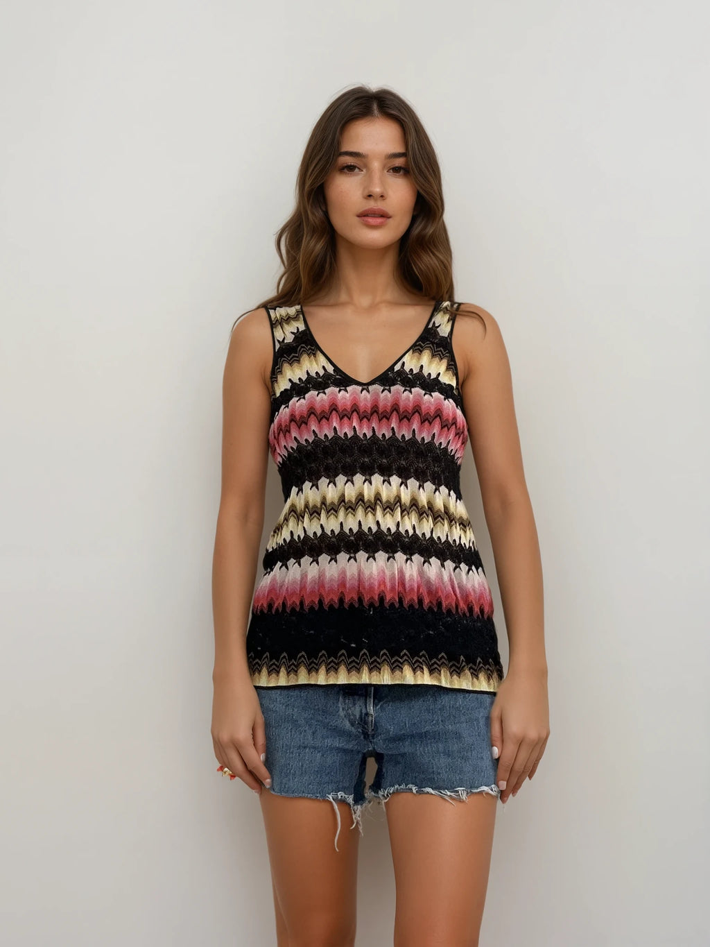 Missoni Pink and YellowStriped Tank