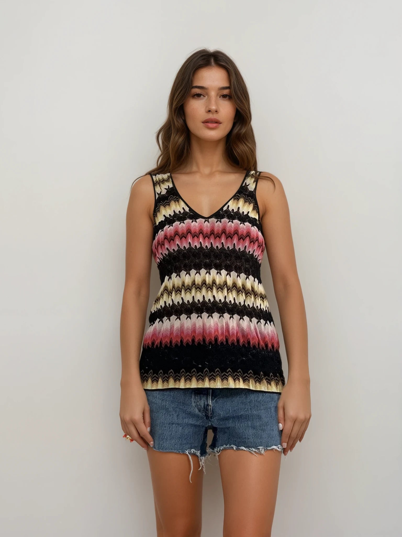 Missoni Pink and YellowStriped Tank