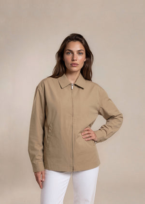 YSL Dark Khaki Textured Collared Bomber with Khaki Logo