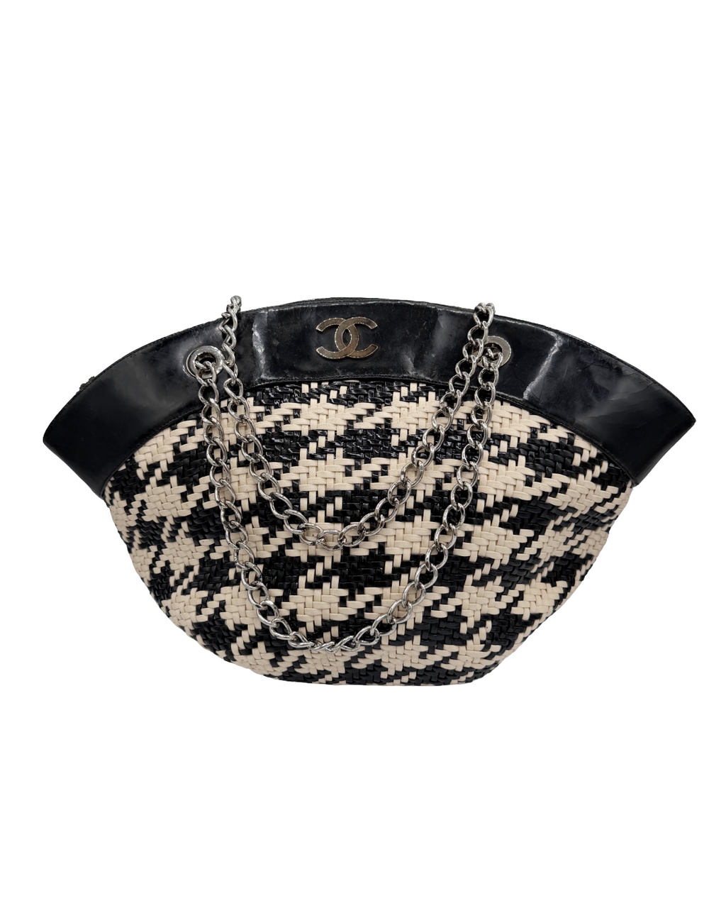 Chanel Black and White Woven Handbag