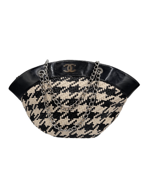 Chanel Black and White Woven Handbag