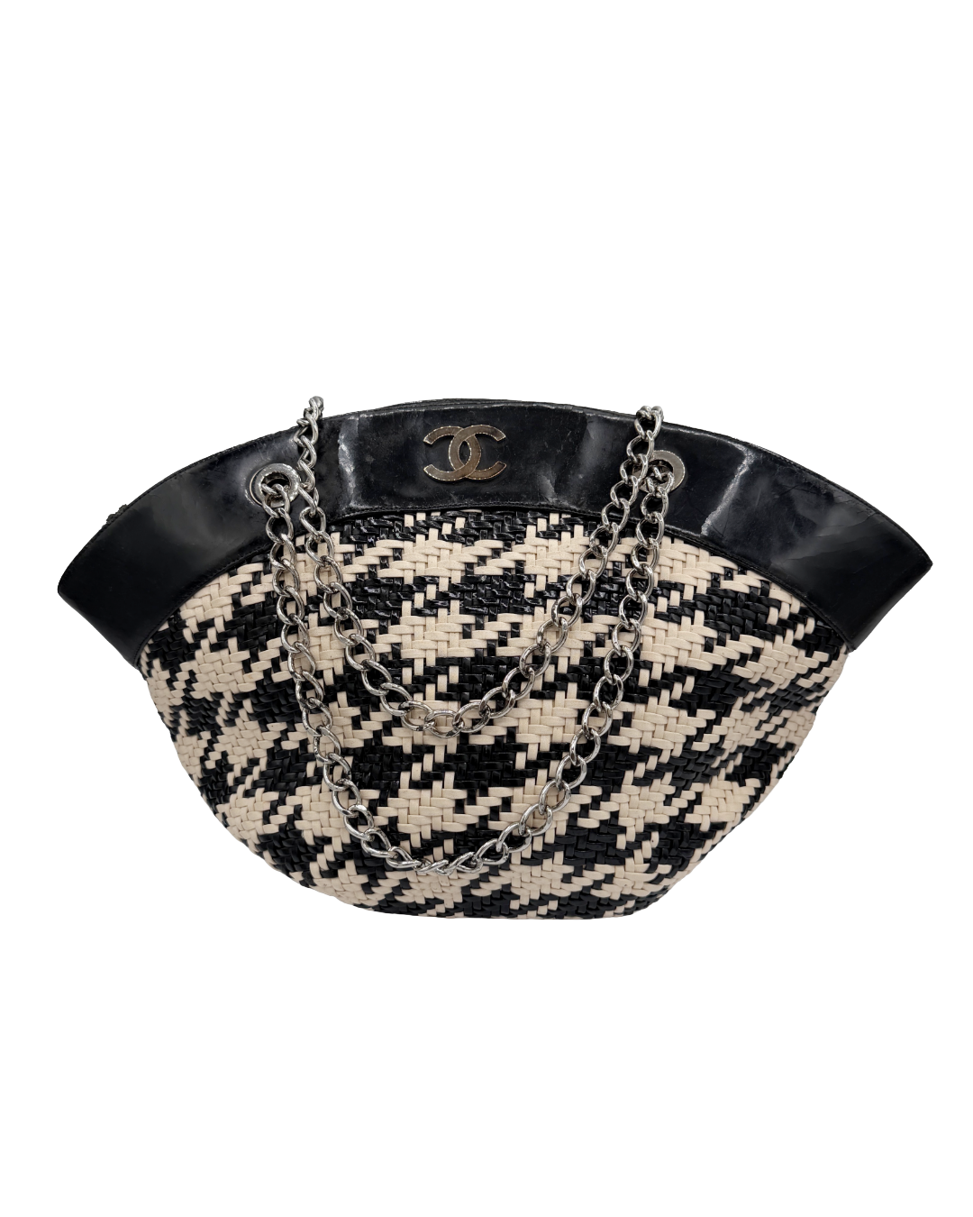 Chanel Black and White Woven Handbag