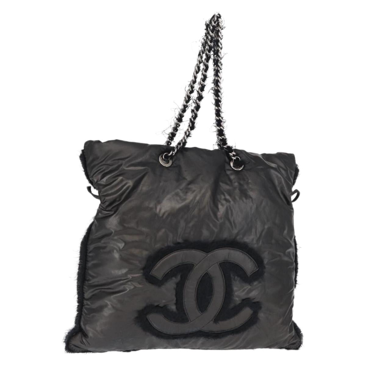 Chanel Black Logo Pillow Tote