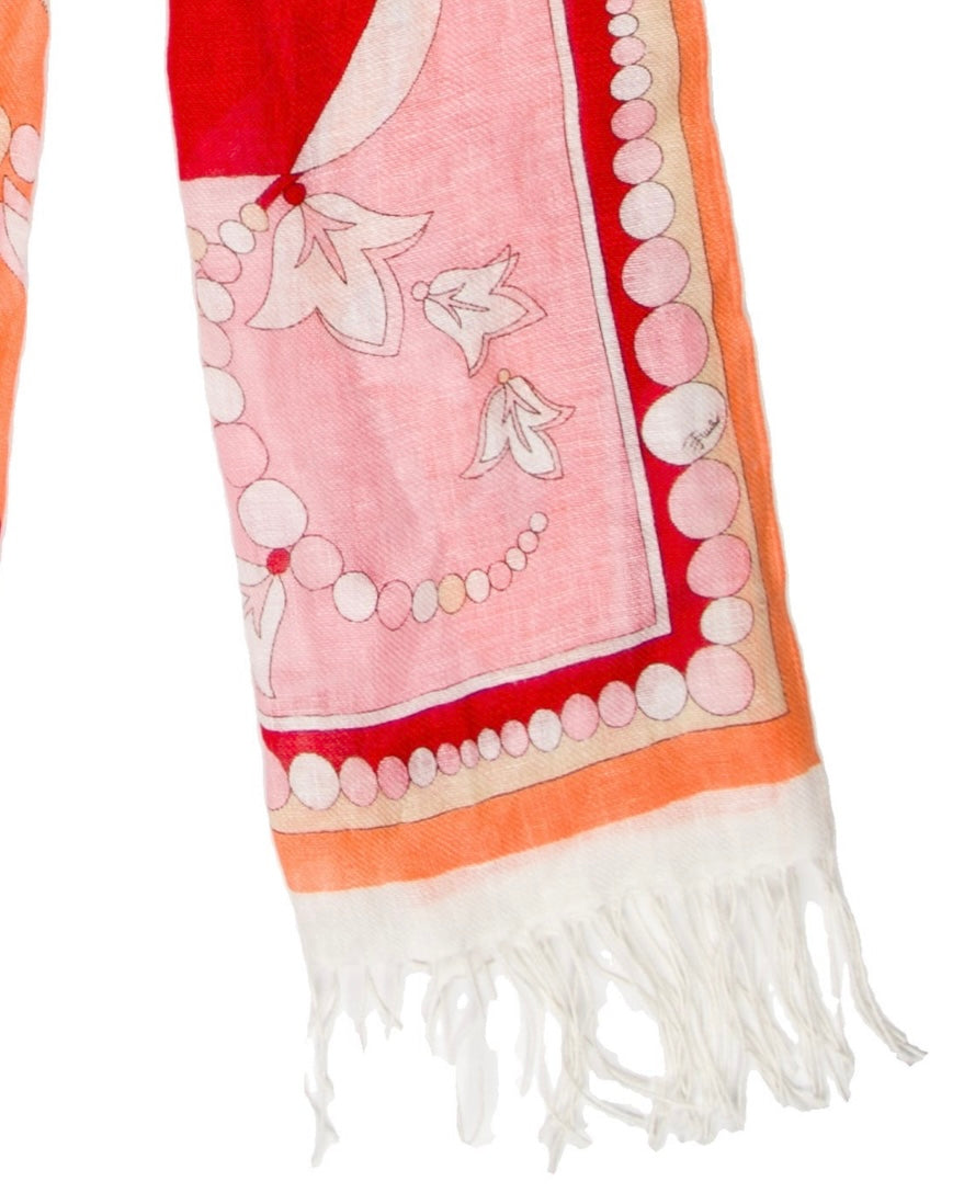 Pucci Orange and Red Printed Scarf